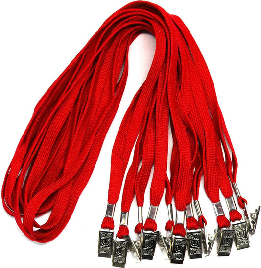 Ollain Badge Lanyards Neck Bulk Cruise Lanyards Lanyard with Clip for ID Card Name Tags Badge Holders (Red, 50 Pack)