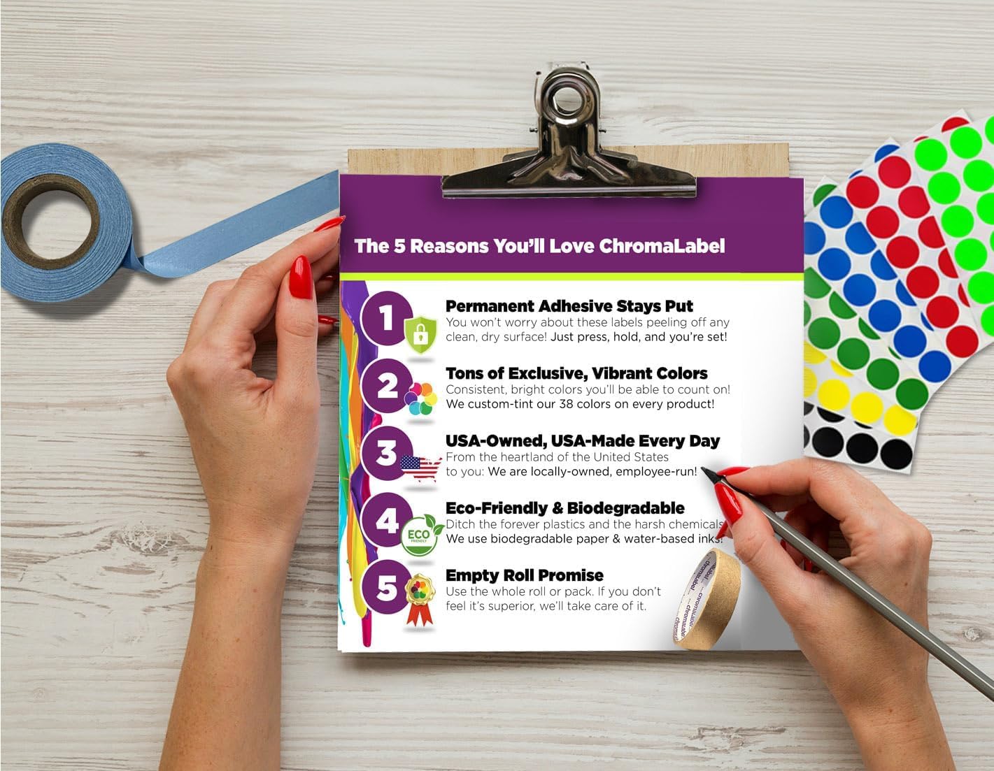 ChromaLabel 2 Inch Round Label Permanent Color Code Dot Stickers, 500 Labels per Roll, Lavender