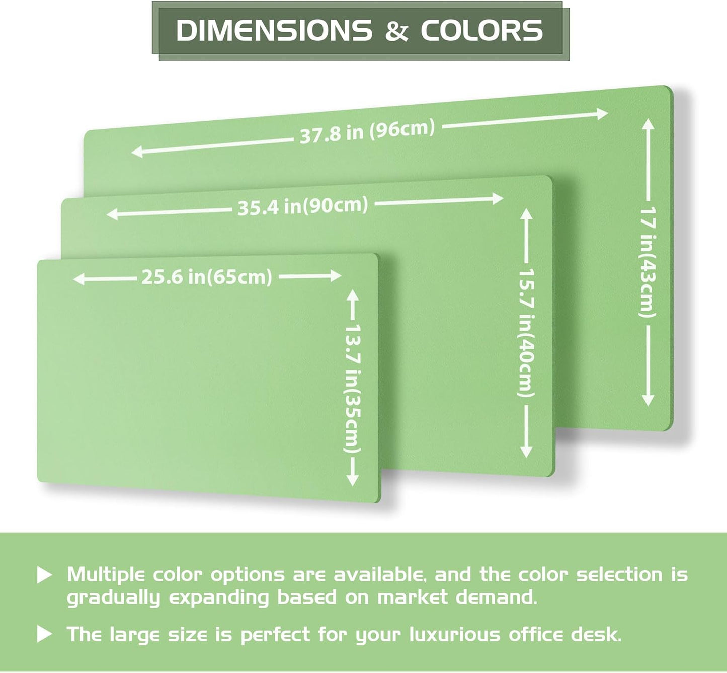 Aothia Double-Sided Desk Pad, 37.8"x17" Leather Desk Mat, Eco Cork Desk Pad Protector,Large Mouse Pad,Waterproof Desk Blotter for Office/Home(Light Green)