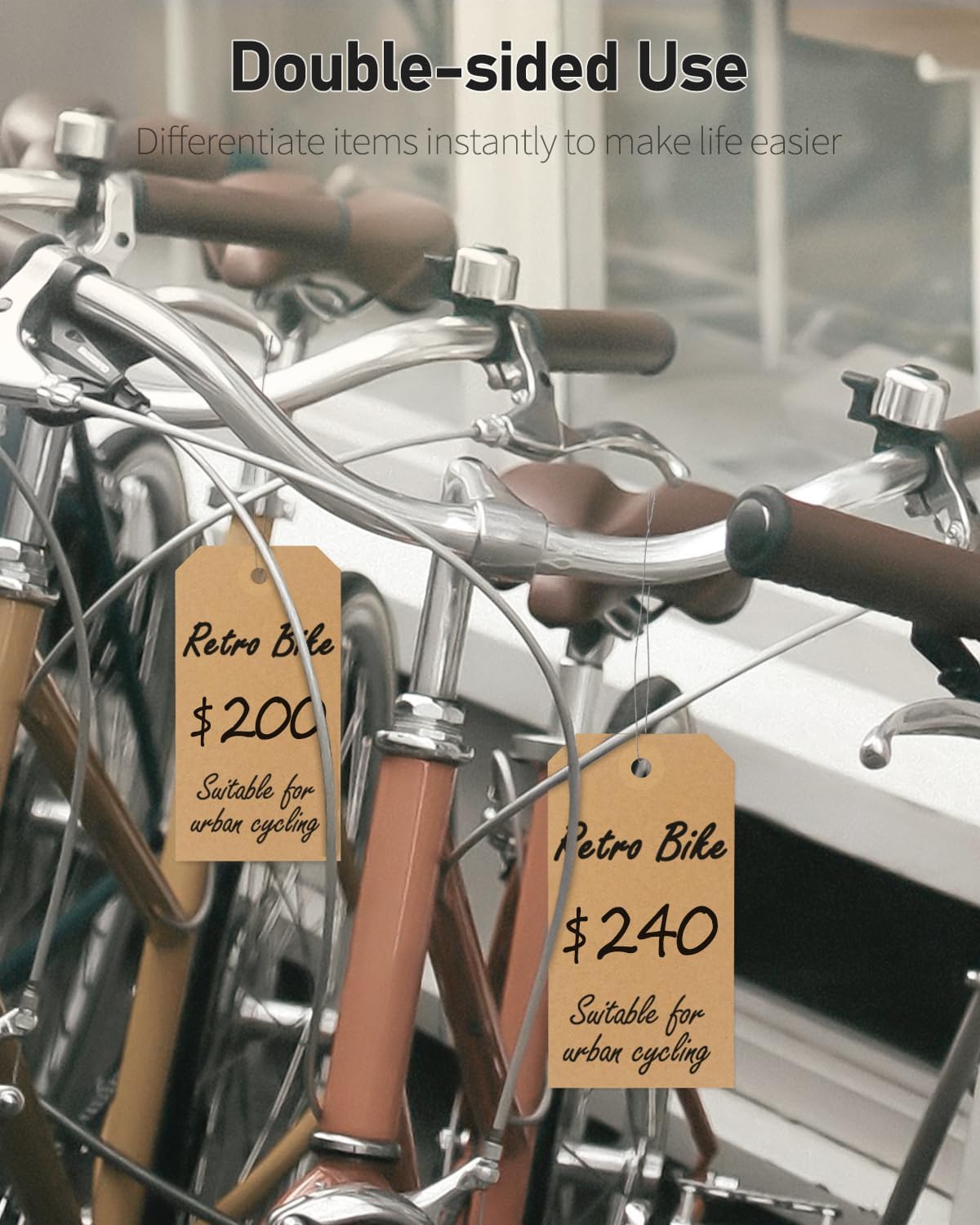 Uniclife 100 Pcs Blank Shipping Tags with Wire Attached 4.7 Inch Writable Brown Kraft Paper Tags Hang Tags with Reinforced Eyelet Large Marking Tags Price Tags Inventory Label Tags, 4.7" L x 2.36" W