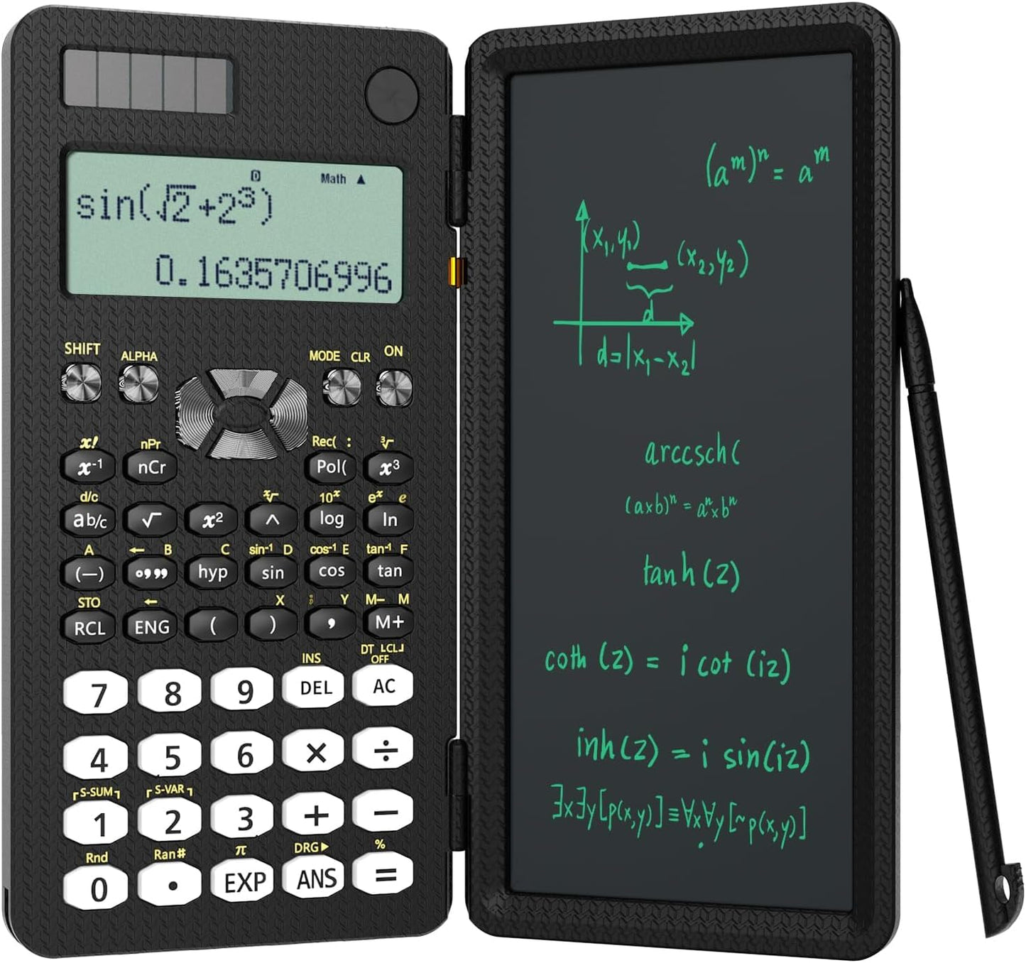 Scientific Calculator for Students with Notepad, ROATEE Middle and High School Supplies for Students, 82 MS Foldable 2-Line Display Science Calculator with Writing Tablet, Solar and Battery Powered