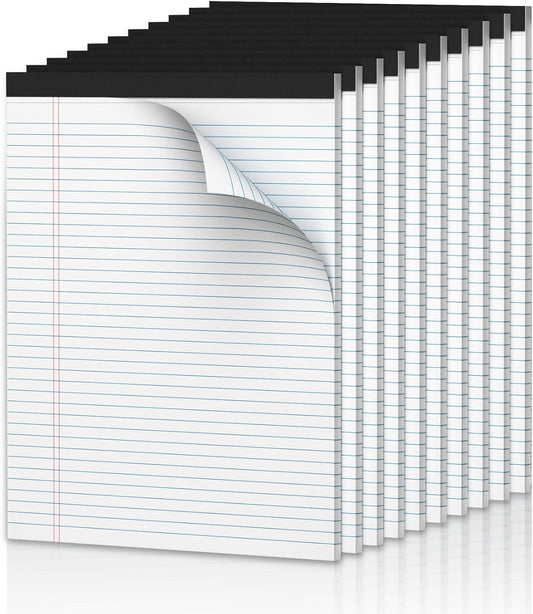 Note Pads 8.5 x 11.75 Writing Pads, 10 Pack, Double-Side Printed Lined Paper Pads Narrow Ruled White Legal Pads, 8.5x11.75 Line Note Pads, 30 Sheets Per Note Pad, Legal Notepads for Work/School/Office