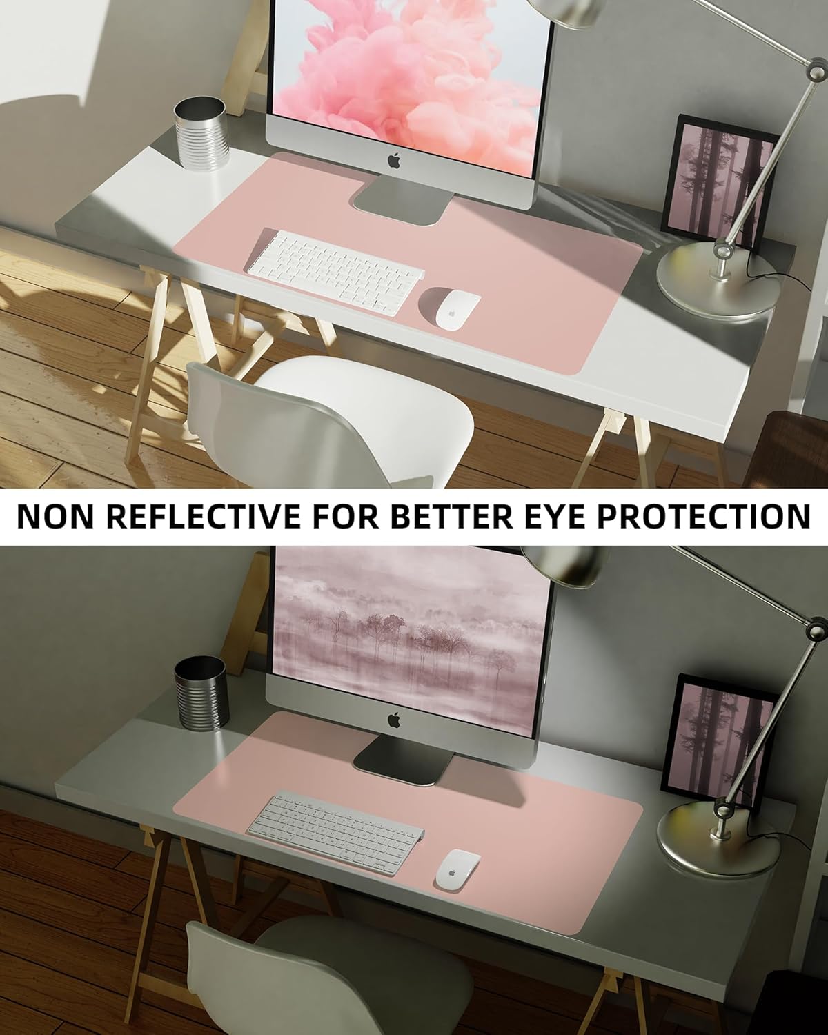 Leather Desk Pad Blotter,Mouse Pad,Office Desk Mat, Non-Slip PU Leather Desk mat,Large Desk mat,Waterproof Keyboard mat for Office/Home/Decor (Pink,35" x 17")