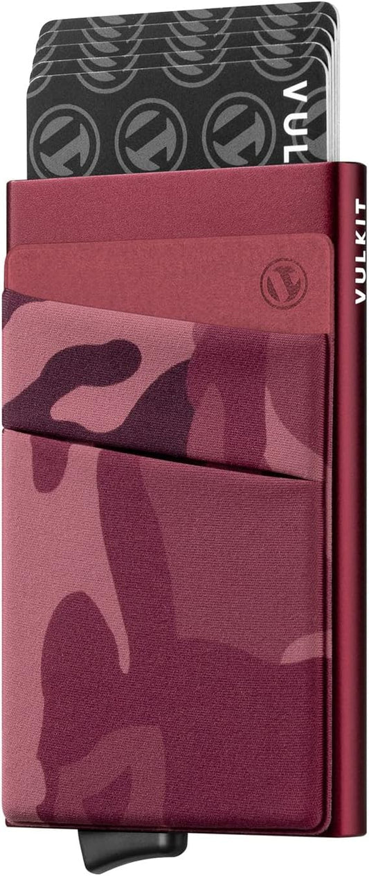 VULKIT Card Holder with Money Pocket Pop Up Wallet RFID Blocking Slim Metal Bank Card Case Holds 5 Cards and Notes