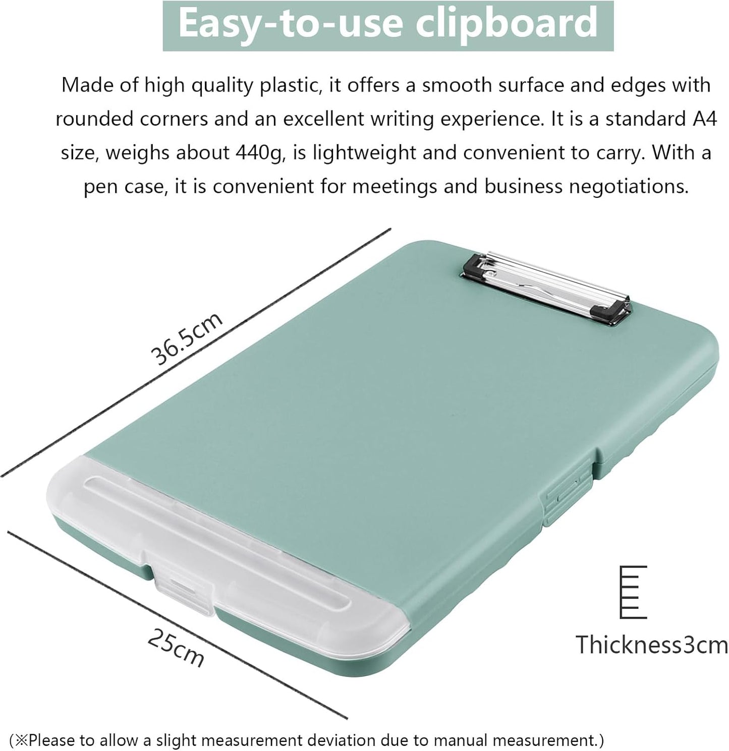 Clipboard with Storage,A4 Binder Nursing Clipboards with Pen Holder,Heavy Duty Storage Clipboard with Low Profile Clip, Clipboards Folder Side-Opening Clip Boards,Smooth Write Clip Board (Dark Green)