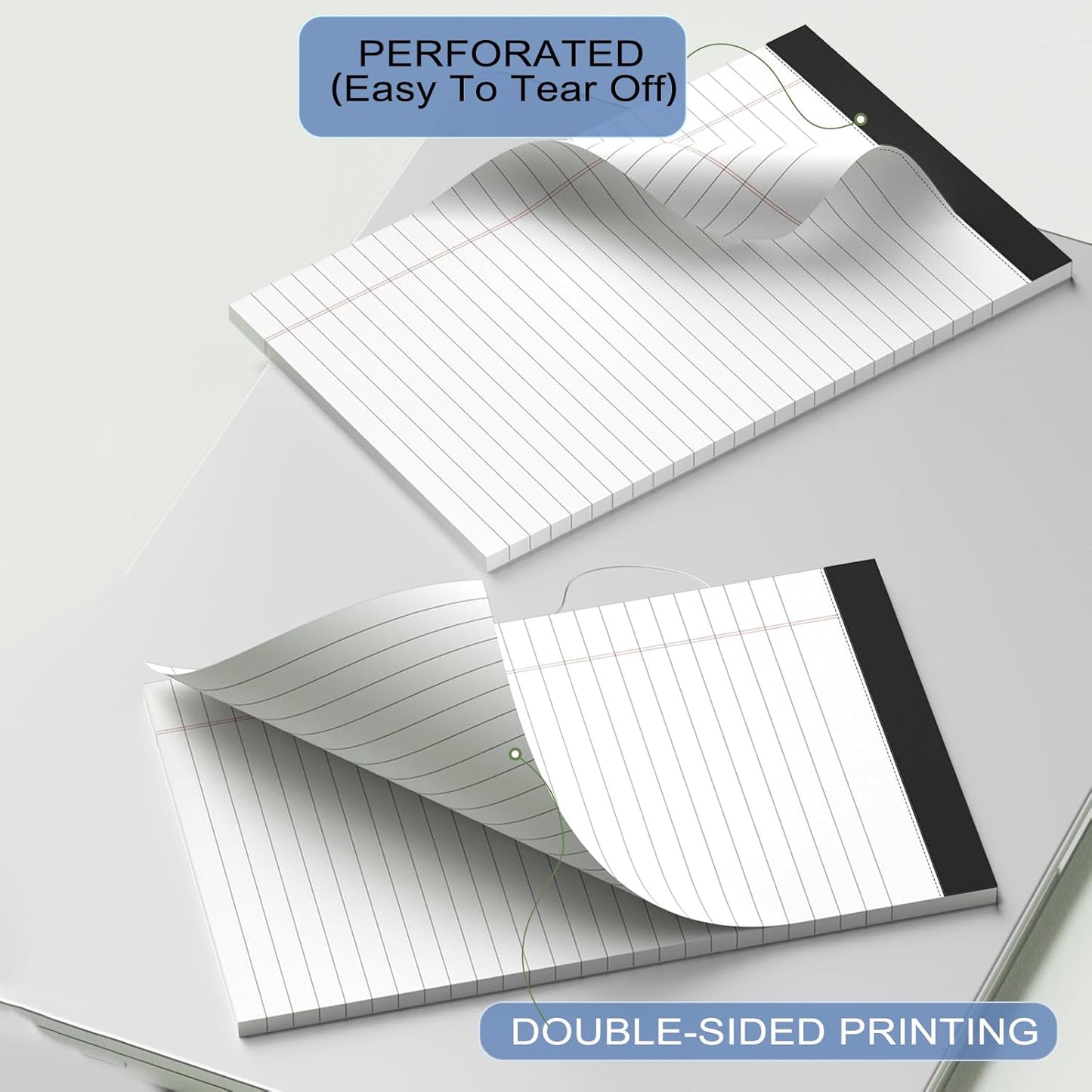 12pcs Small Note Pads, White Notepads 5x8 College Ruled Notebook, Writing Pads 5 x 8, Legal Pads, Memo Pad Paper Perforate Narrow Ruled Notebooks for Work, School, Office,30 Sheets/Pack