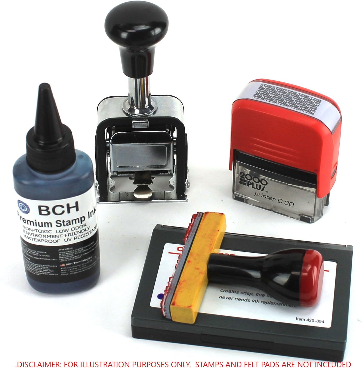 Bulk 2X Black Stamp Ink Refill by BCH - Premium Grade Archival Ink - 2.5 oz (75 ml) Ink Per Bottle