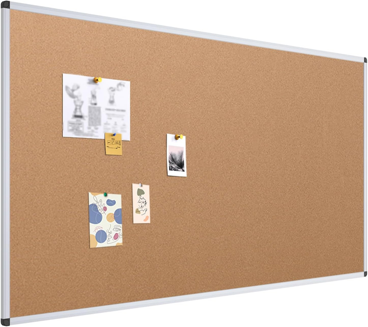 VIZ-PRO Cork Notice Board Bulletin Board, 96 X 48 Inches, Pack of 2, Silver Aluminium Frame