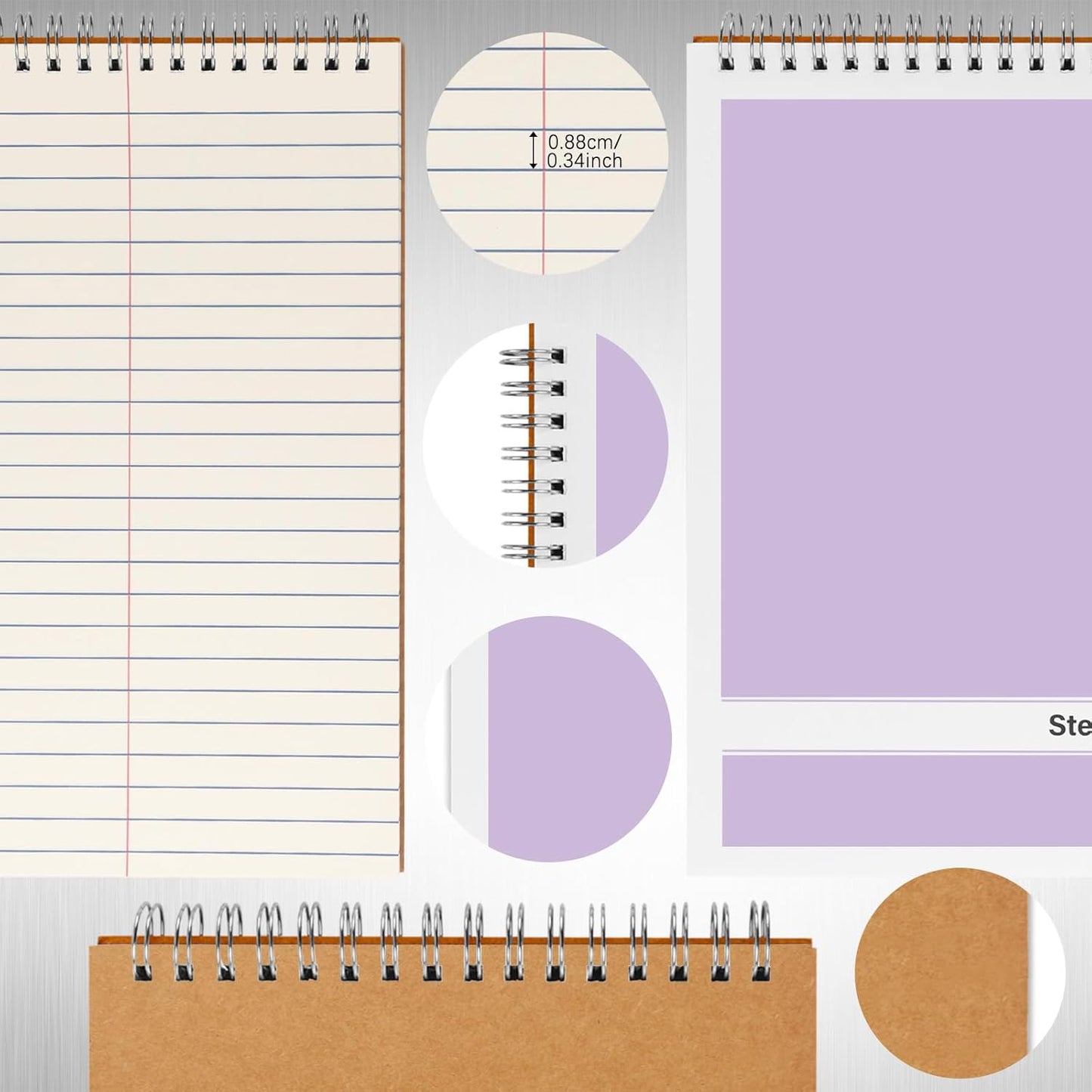 Steno Pads – 6x9 Inches 80 Sheets Steno Notebooks for Writing Notes in School, University, College & Office (2PCS Purple)