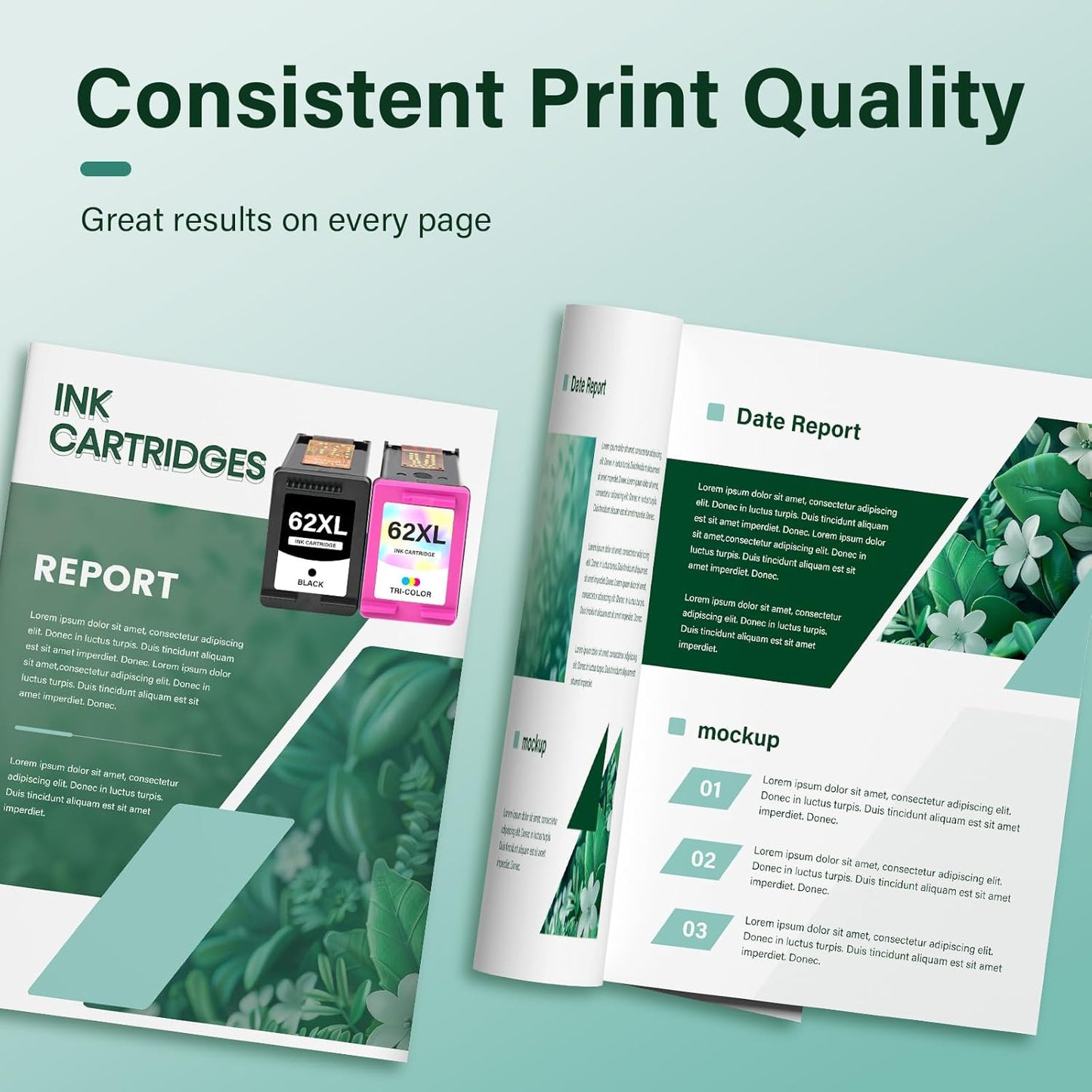 62XL 62 Ink Cartridges Black and Color Combo Pack Remanufactured Replacement for HP 62XL 62 Ink Envy 7640 5660 5540 7645 5740 5746 OfficeJet 250 200 Printer,Black,Tri-Color,2-Pack