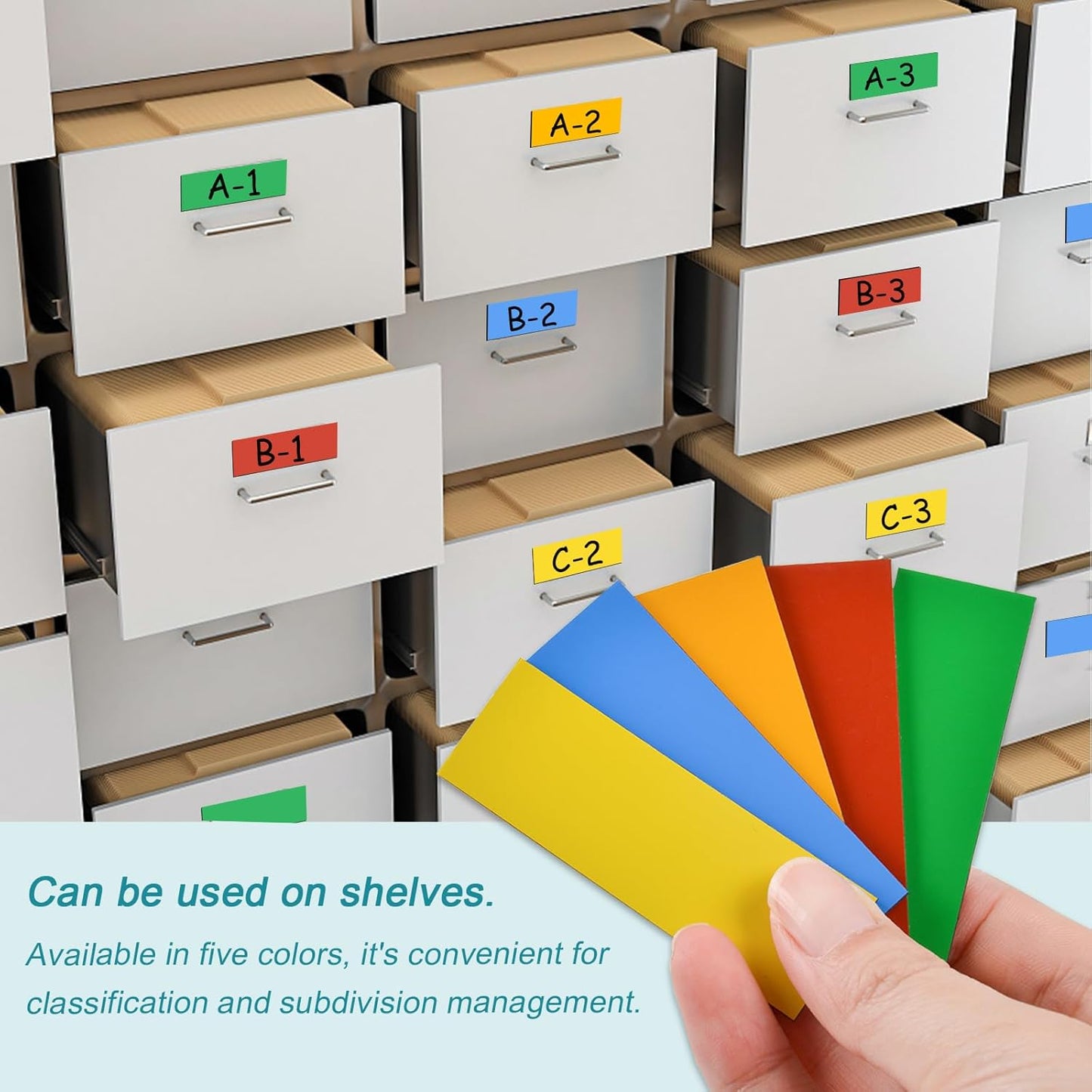 50 Pack Dry Erase Magnetic Labels 5 Colors Reusable Write On Magnets Sticker, Magnetic Blank Writable Erasable Cards Name Tags for White Board, Garage, Classroom, Home, Office, 2.4'' x 0.8''