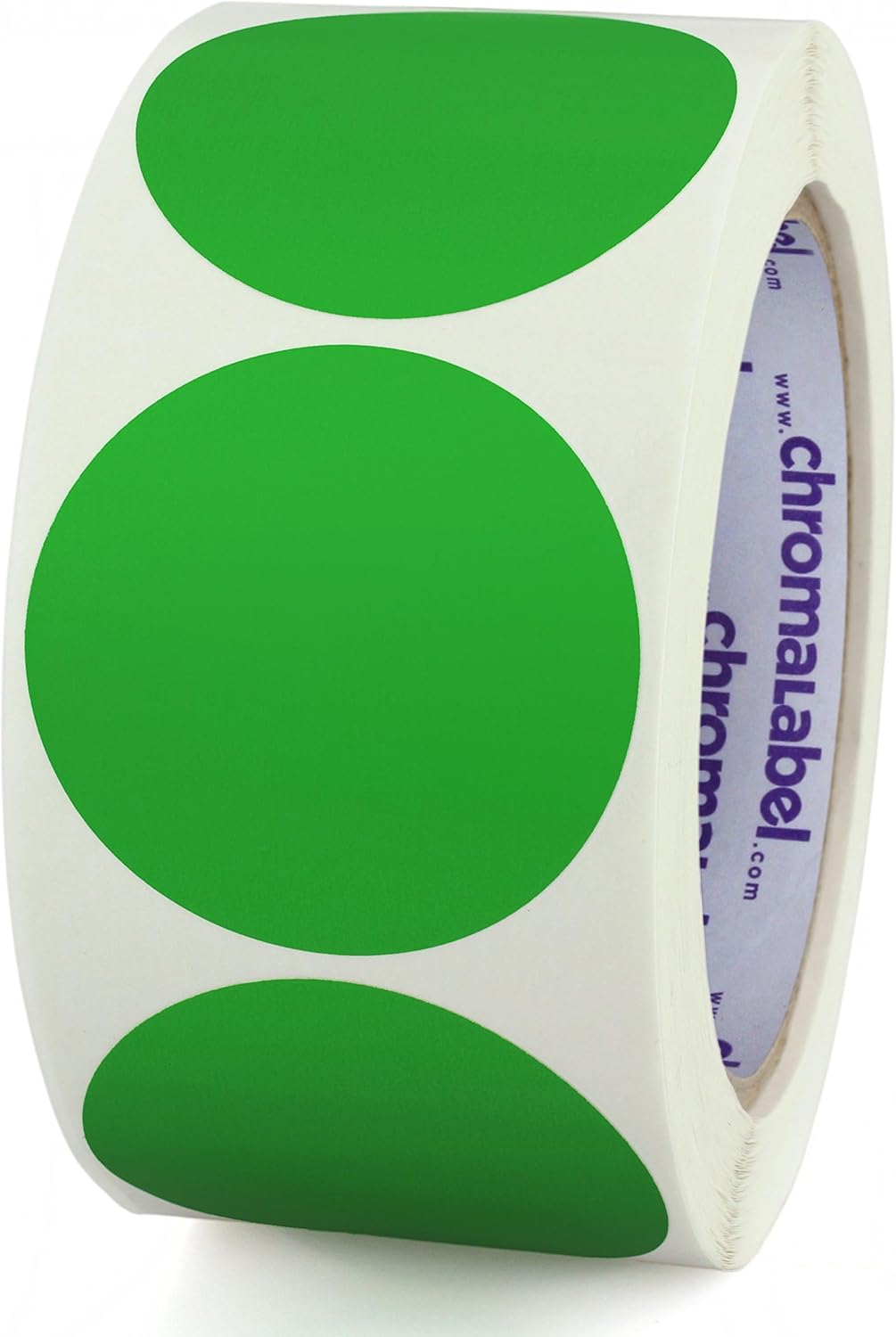 ChromaLabel 2 Inch Circle Sticker Labels, Easy to Write On Round Colored Stickers, Permanent Adhesive Labels - 500 Sticky Dots per Roll, Green Stickers