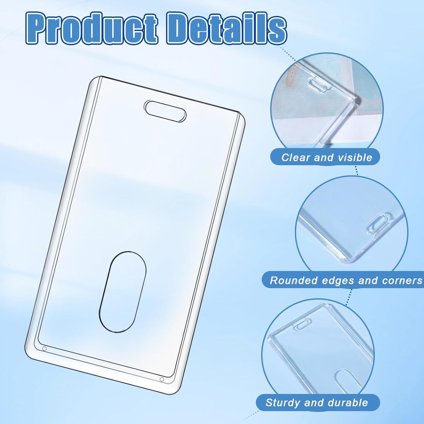30 PCS Acrylic Card Holders, Clear ID Card Holders, Hard Plastic Badge Holder, Vertical Card Protector, Cover Transparent Badge Protector for Office Classroom Fair