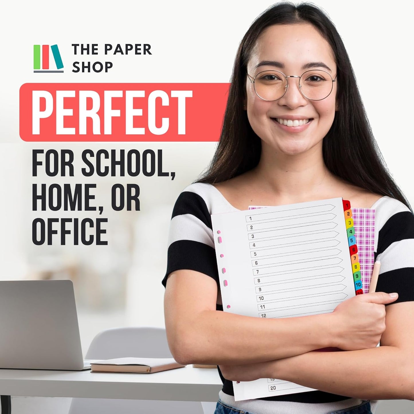 Binder Dividers with Tabs 1-20 Numbered – A4 (10 Pack) | Dividers for 3 Ring Binder | Numbered Tab Dividers for Office, School & Home Organization - The Paper Shop