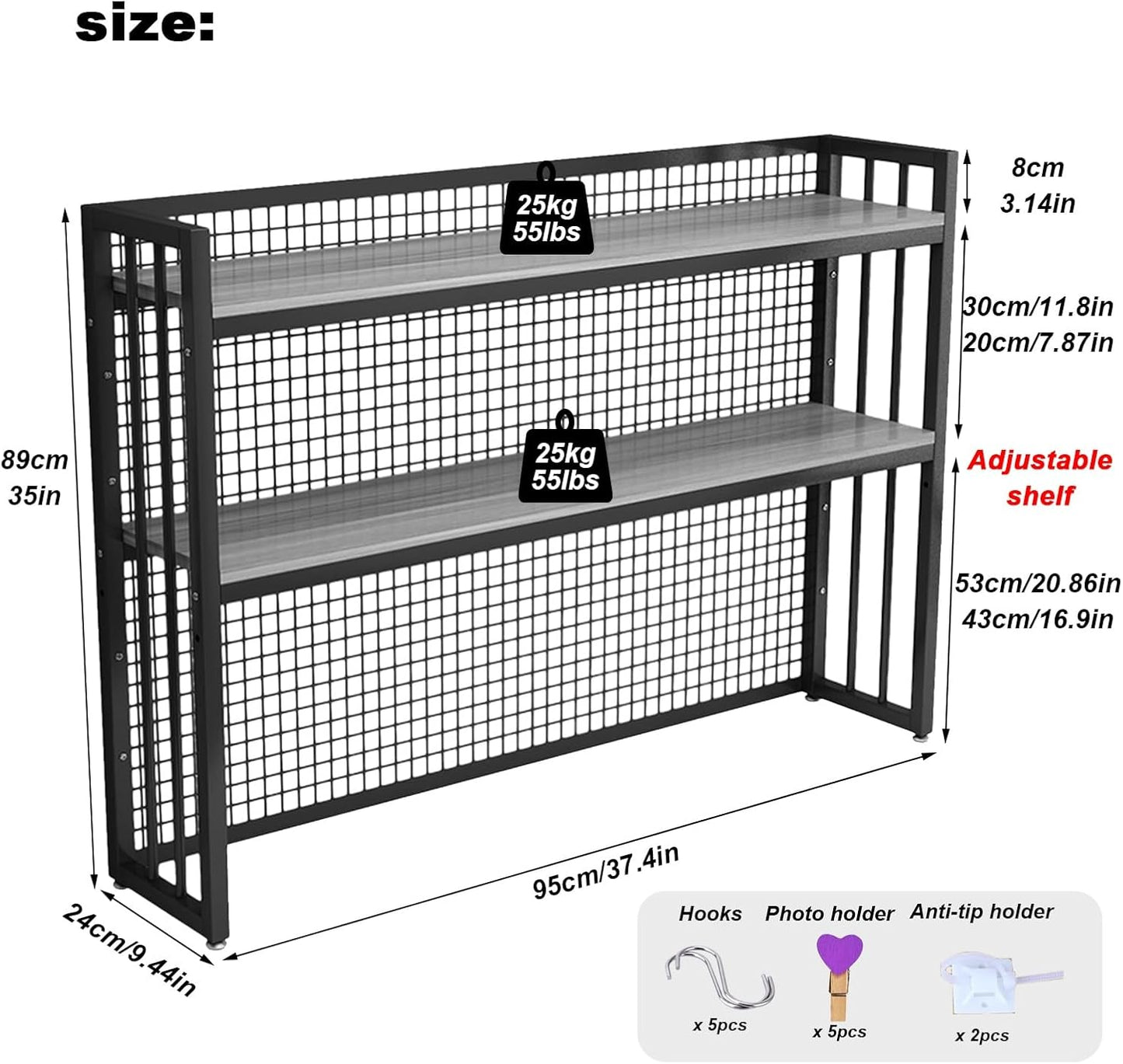 FPIGSHS Adjustable Desk Bookshelf Organizer Rack, Desktop Bookcase for Computer Desk，Office Supplies Organizers and Accessories Storage Display Shelf (E, 95cm)