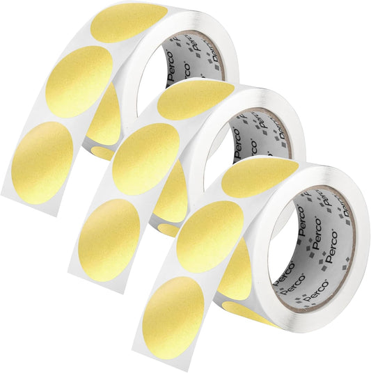 Perco Metallic Gold 2" Round Circle Dot Sticker Labels for Wedding Invitations - Multi-Roll Pack (3 Rolls, 500 Labels Each) - Permanent Adhesive, Vibrant Colors - Perforated for Easy Use, Made in USA
