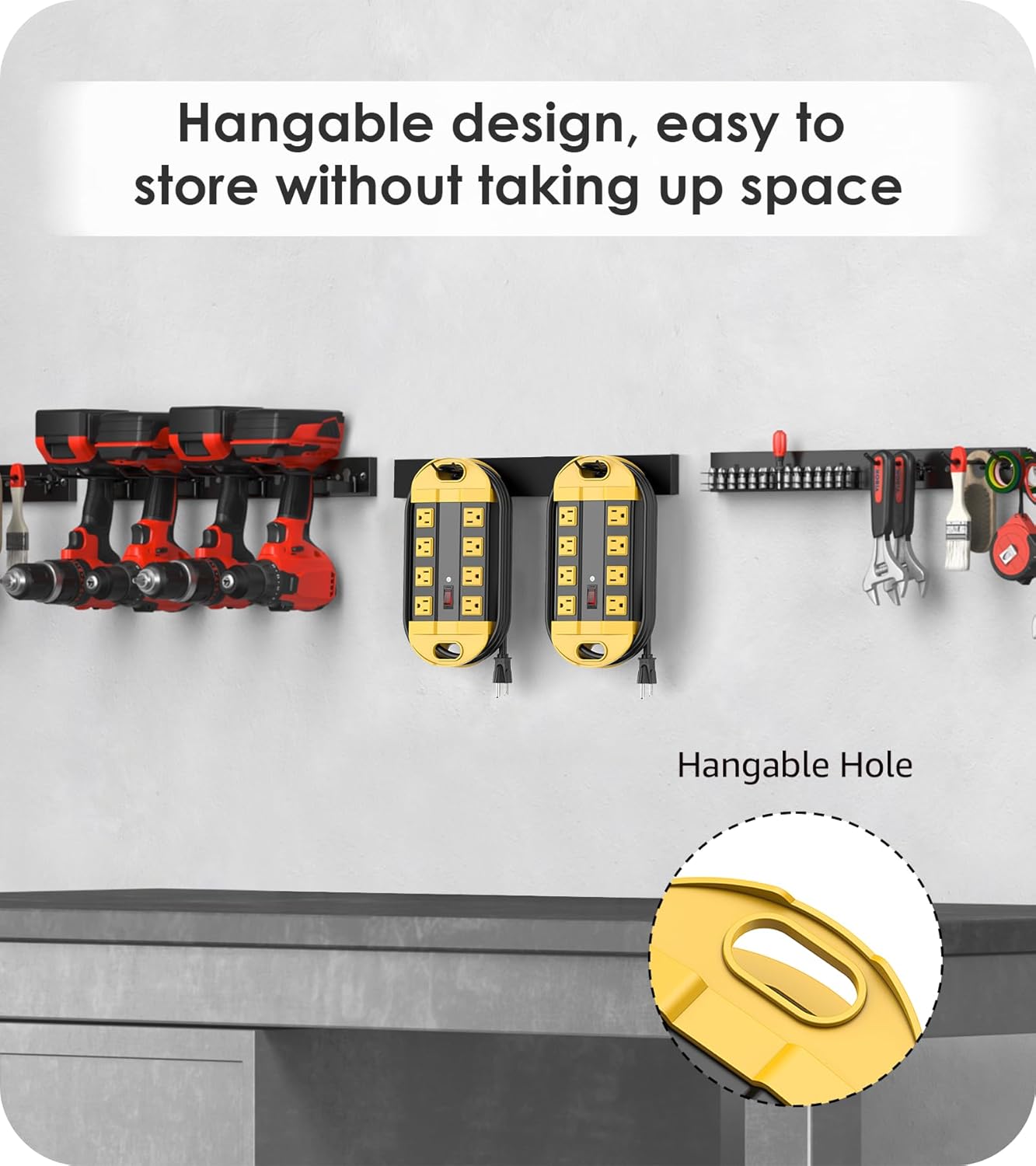 CCCEI Heavy Duty Power Strip Surge Protector, Metal 8 Outlets Power Strip for Appliance. Garage Shop Industrial Workbench 15 AMP Outlets Strip. 10FT Extension Cord, Yellow