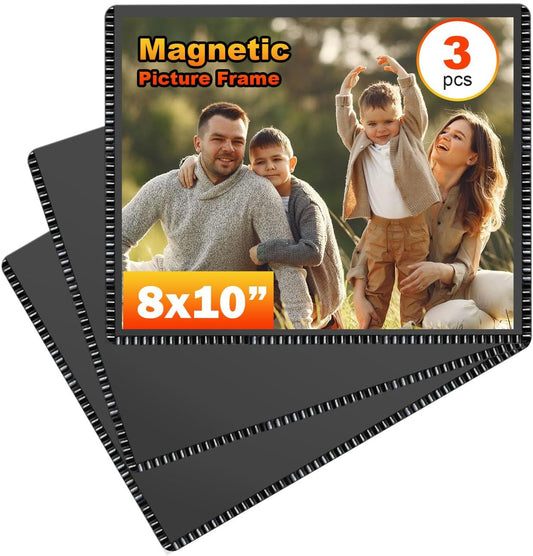 Magnetic Frame 8x10 for Fridge,Magnet Photo Pocket,Sign Holders 3PCS