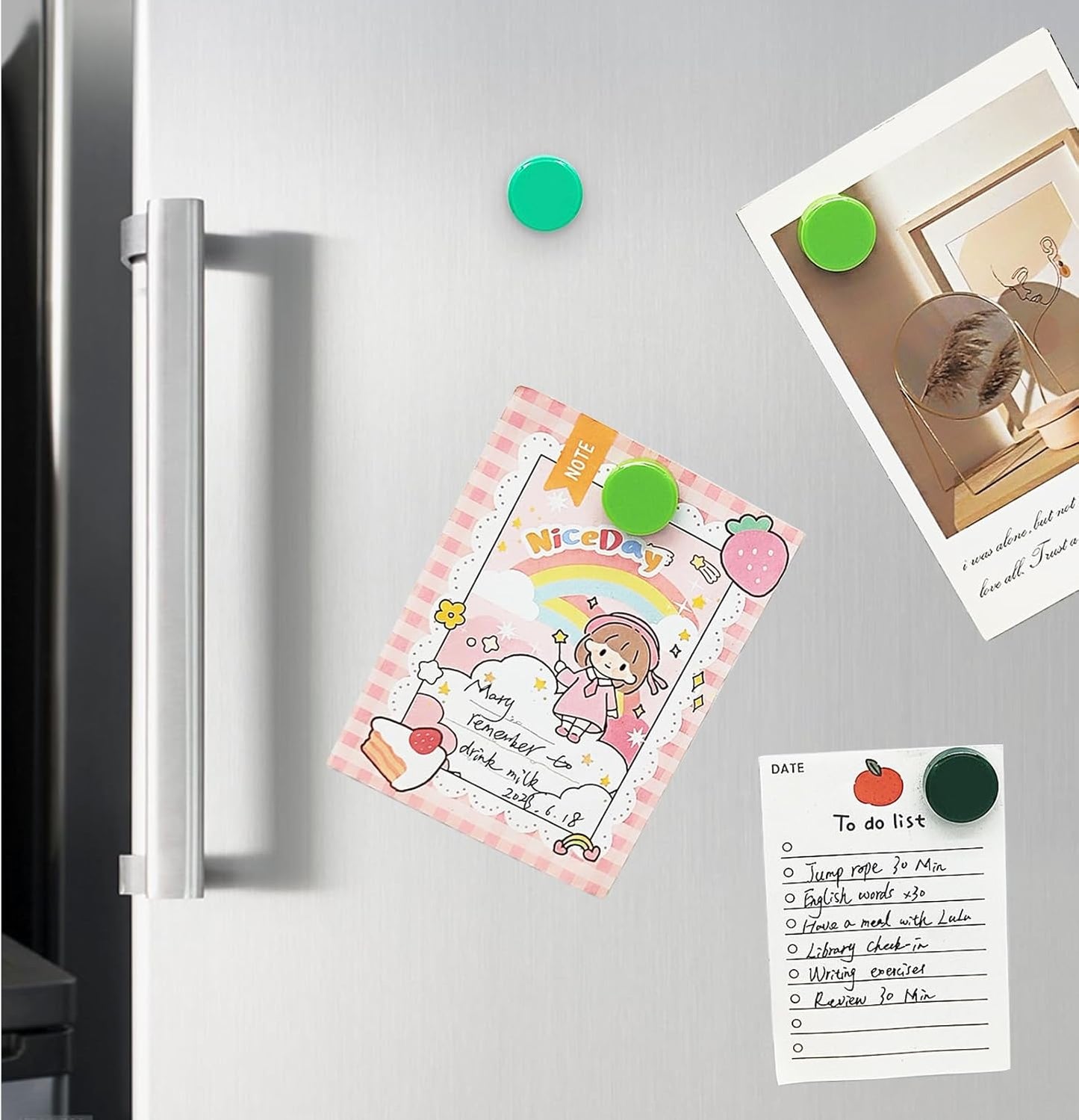 ZDZBLX Fridge Magnets 30 PCS, Strong Refrigerator Magnets for Whiteboard, Heavy Duty Small Round Magnets, Mini Decorative Cute Magnet for Fridge, Locker, Map, Kitchen, School, Office,Classroom (Green)