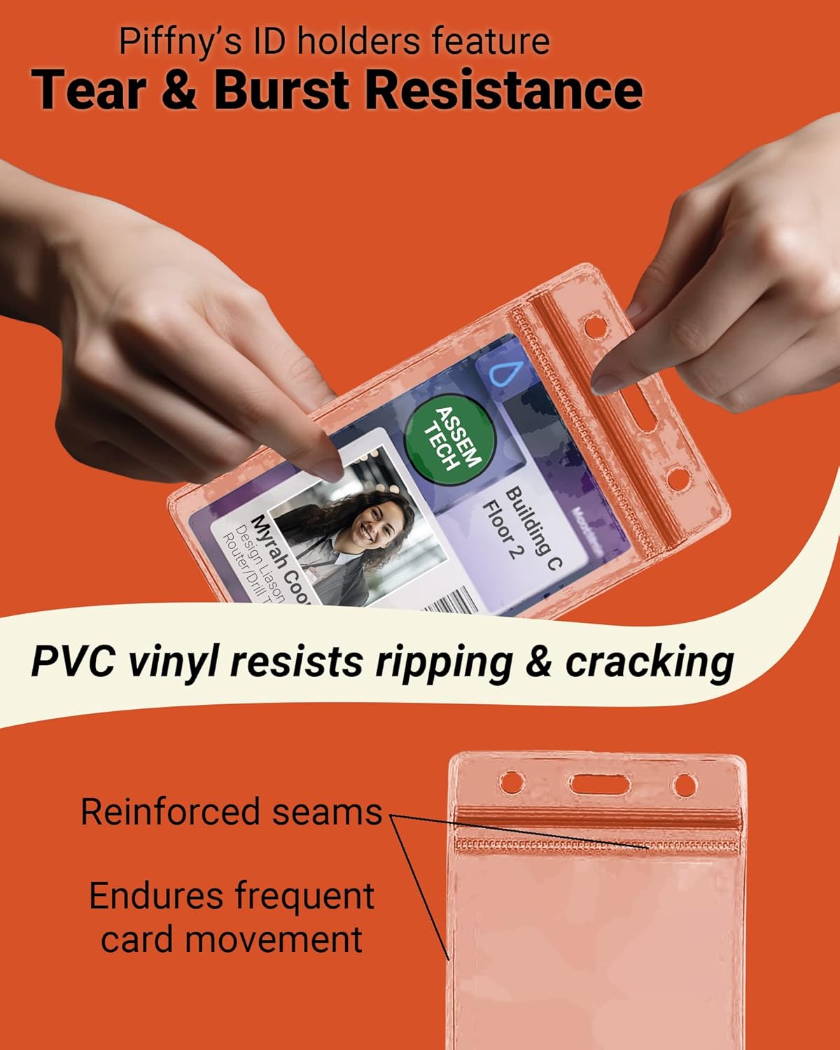 Clear ID Holder for Lanyard - ID Card Holder Waterproof (Inches, 2.25 x 3.5 Vertical 100Pack)