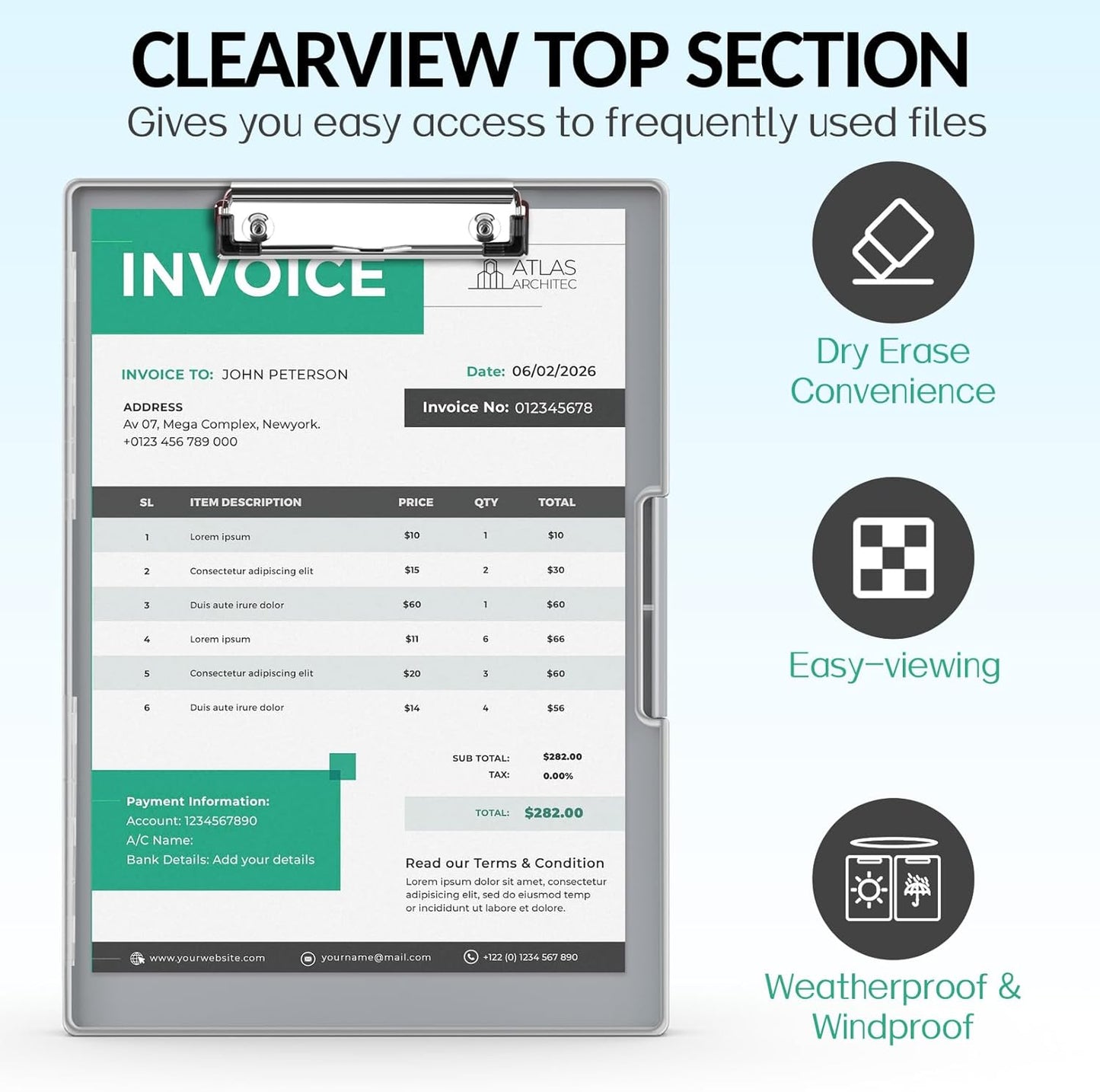 Sooez Clipboard with Storage, Heavy Duty Cleaview Clip Boards 8.5x11 with Dual Storage, Dry Erase Plastic Nursing Clipboard, High Capacity Clipboards Folder for Teacher Nurse, School & Office Supplies