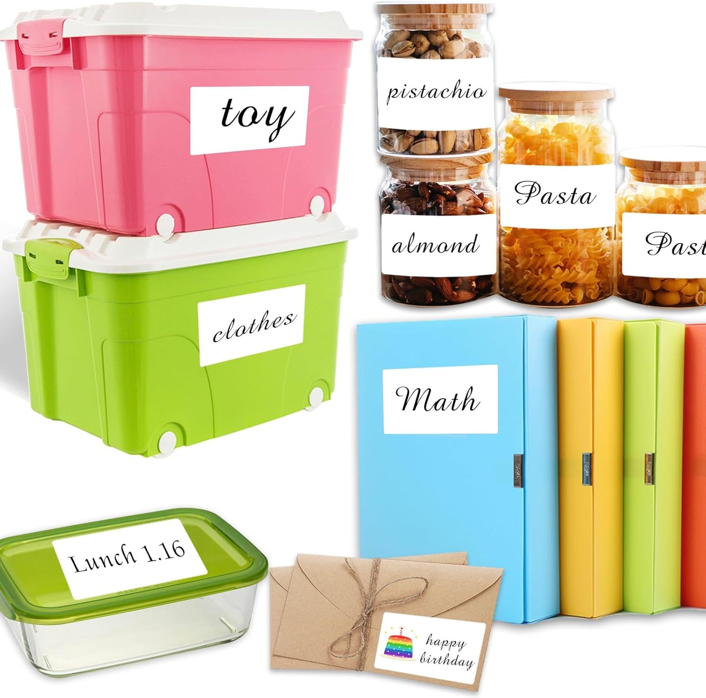 3 X 5 Inch Removable Labels for Storage Bins, 120 Pcs Labels for Storage Bins,Tear Resistant No Residue Storage Bin Label, Matte White Blank Box Stickers for School, Home, Business