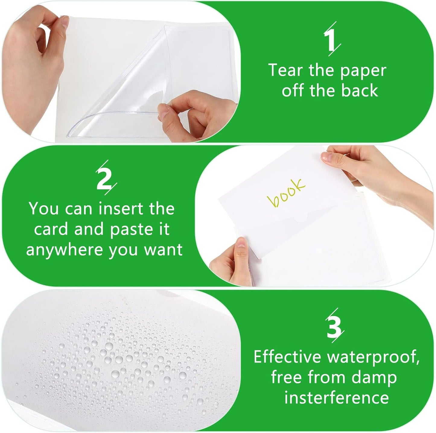 Outus 100 Pcs Clear Self Adhesive Pockets - Bin Labels for Storage Bins, Pocket Label Sleeves, Plastic Index Card Holder with Top Open for Organizing Bins Box Drawer(Mixed Sizes)