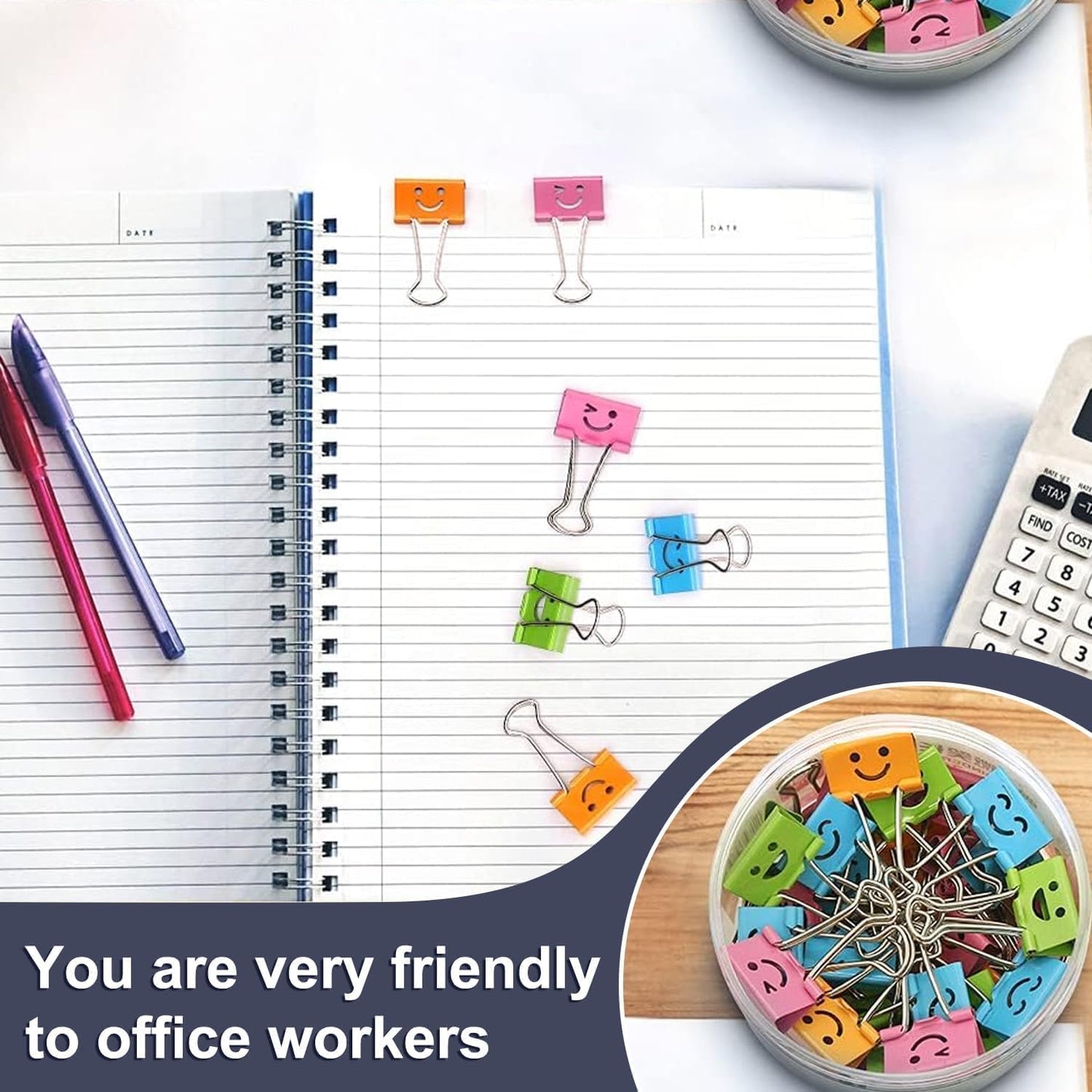 240 Pack Smiling Binder Paper Clips, Mini Metal Binder Clips for Kitchen, Send Goods from Local Warehouse, Cute Binder Clips, School Personal Document Organizing Classifying, Office, Paper Clamps
