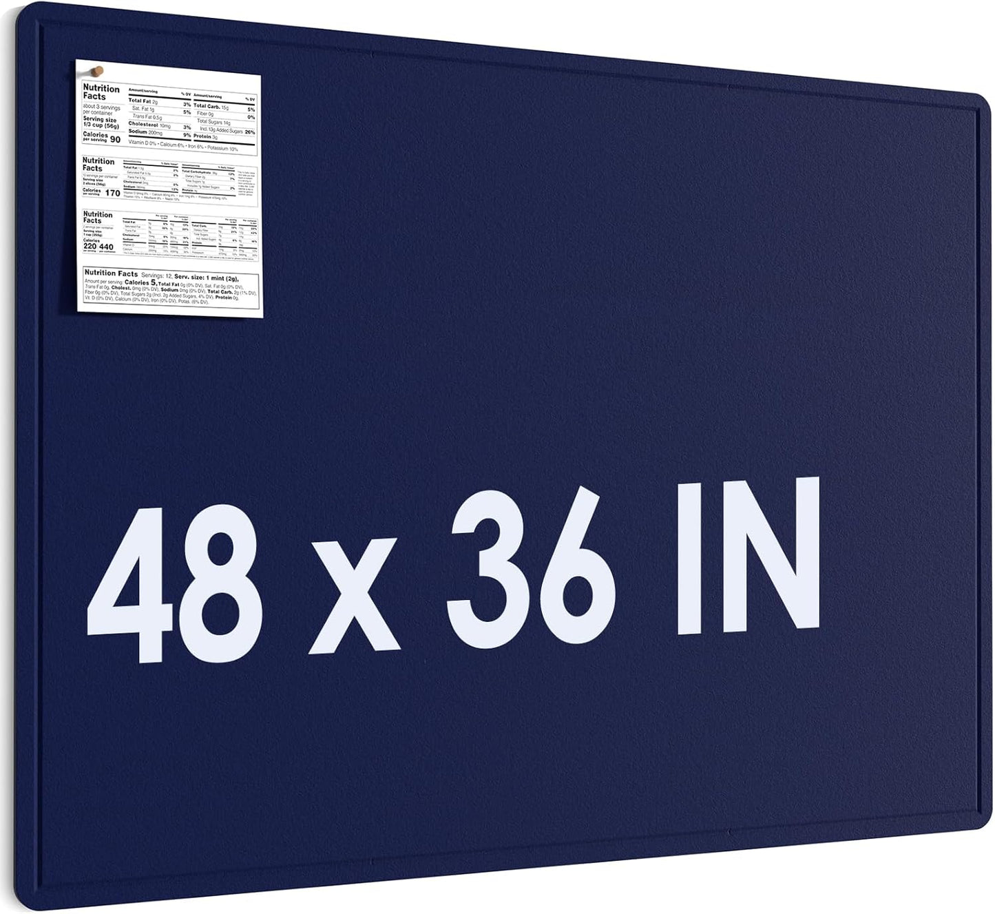MaxGear Large Bulletin Board 48" x 36", Foldable Felt Board Vision Board Supplies, Cork Board for Office, Home, School, Small Pin Boards for Walls Decorative Display Board Dark Blue