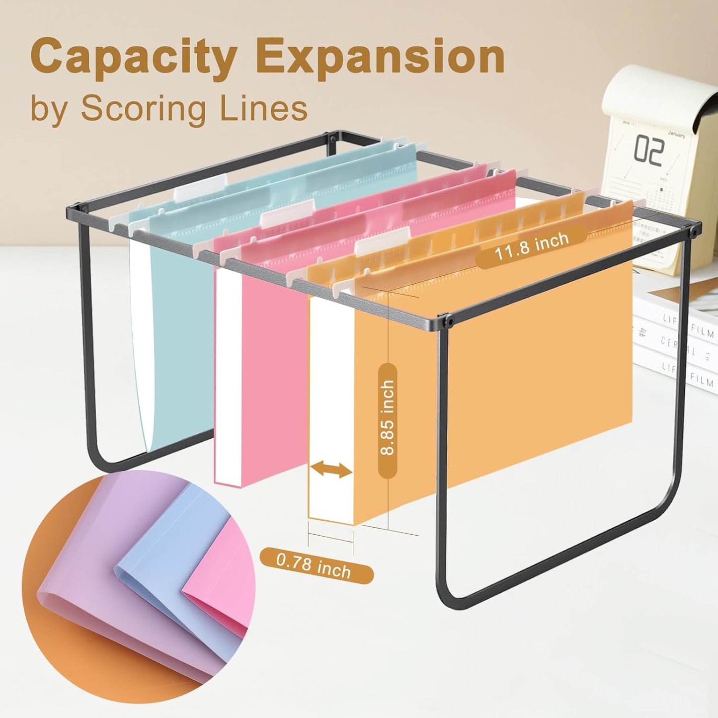 Pastel Plastic Hanging File Folders,Letter Size,18 Pack Reinforced Hang Folder,Standard File Folders for Filing Cabinet,Plastic Hanging Folders,1/5-Cut Tabs,Designed for Home and Office