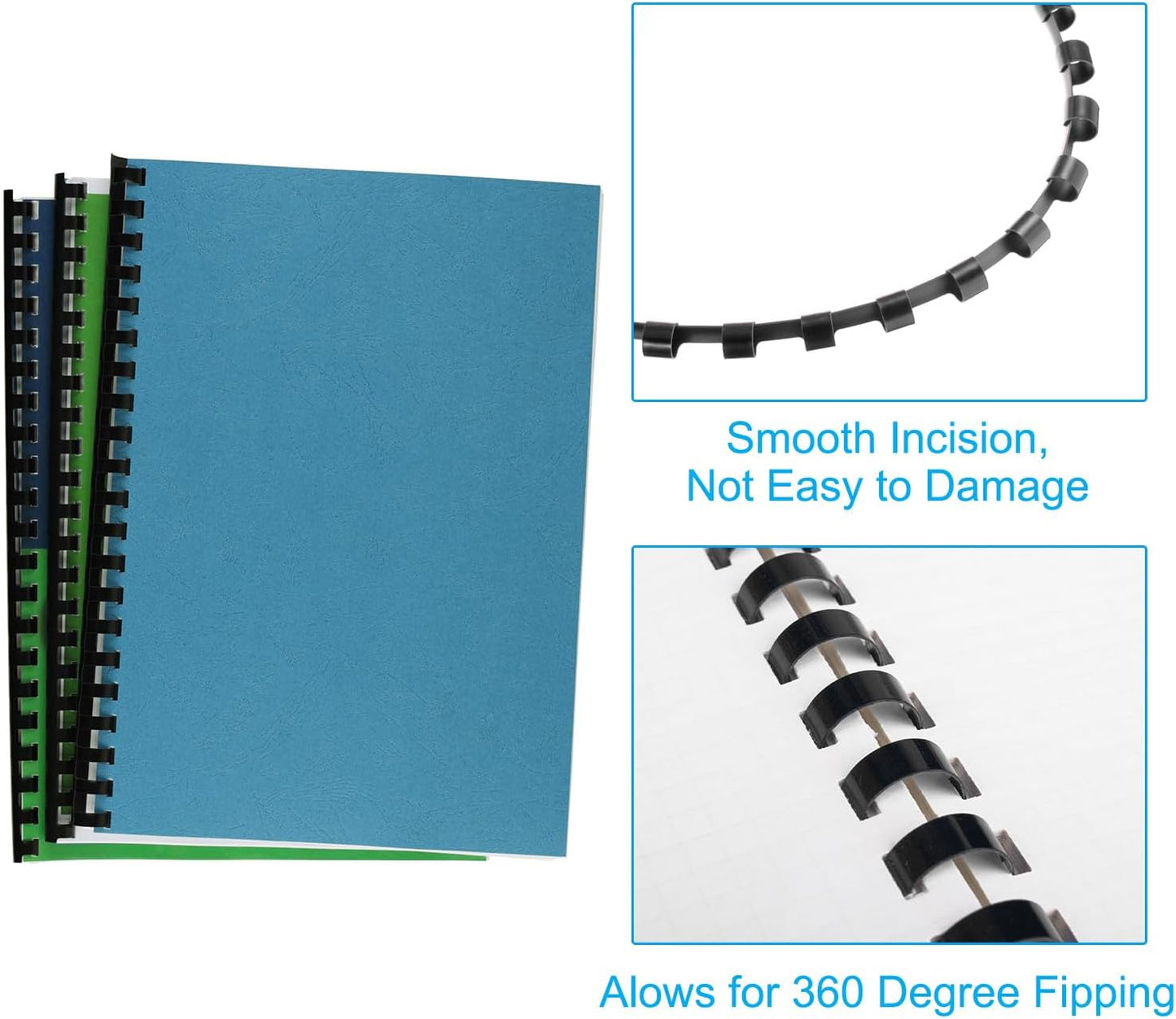 PATIKIL 28mm (1-1/8") Plastic Binding Combs, 10 Pcs 21 Rings Comb Binding Spines 240 Sheet Capacity Letter Size for Binding Paper Sheets Notebook Calendar Picture Album, Blue