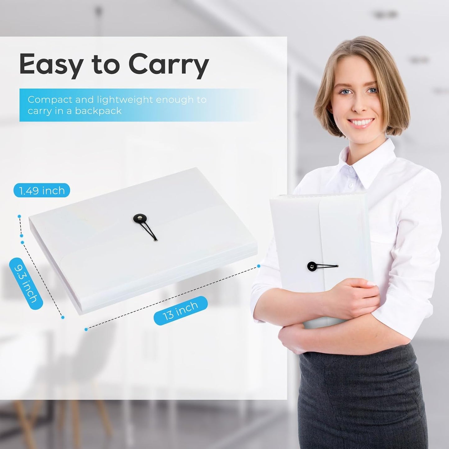 Accordion File Organizer, Expanding File Folder for Sorting Documents and Papers, 13 Pockets Receipt Organizer for Home, Travel and Office Use (White)