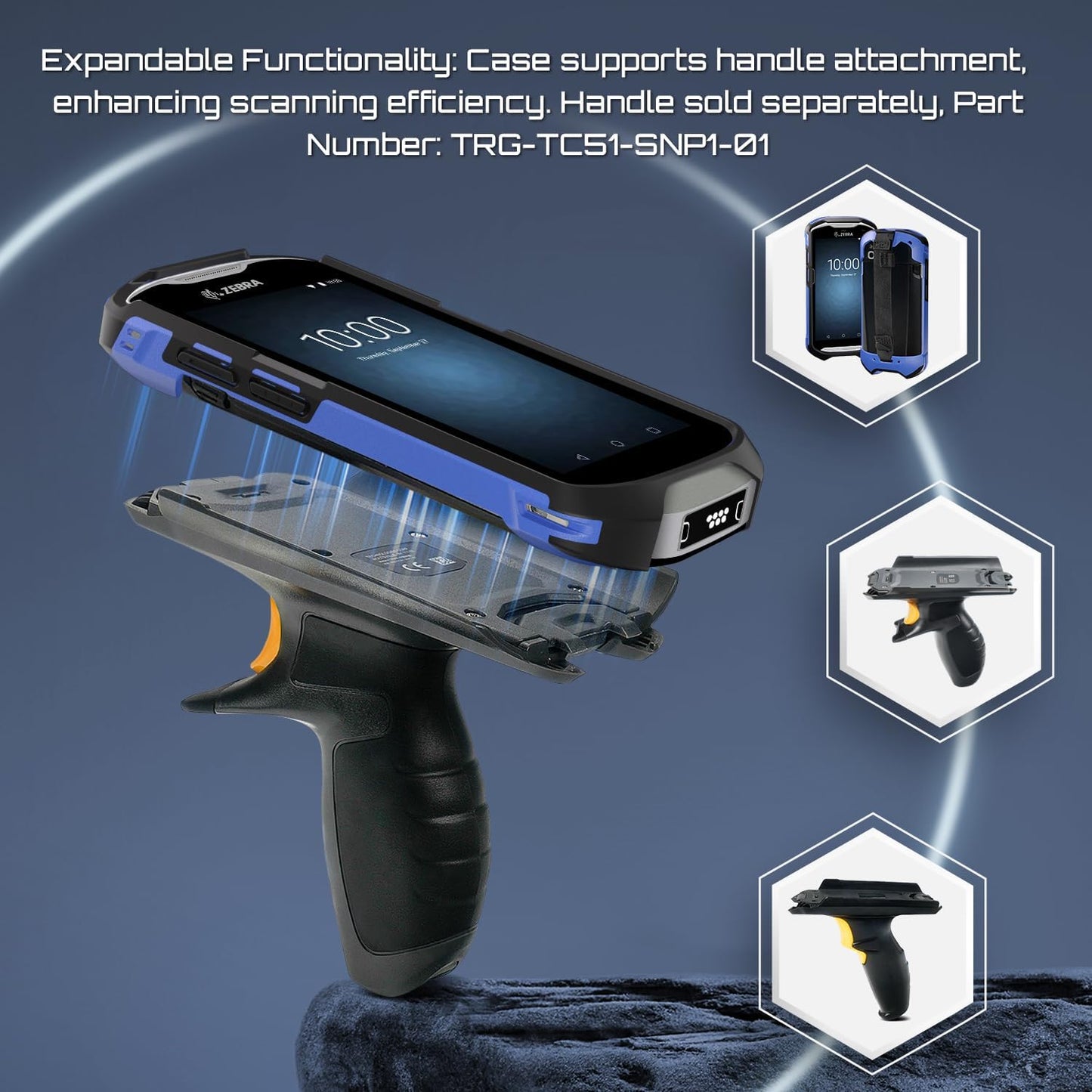 TC51 TC52 TC56 TC57 TC510K Case with Hand Strap - Protective & Ergonomic for Zebra Handheld Barcode Scanners SG-TC5X-EXO1-01 SG-TC5X-EXONHS-01 (Blue)