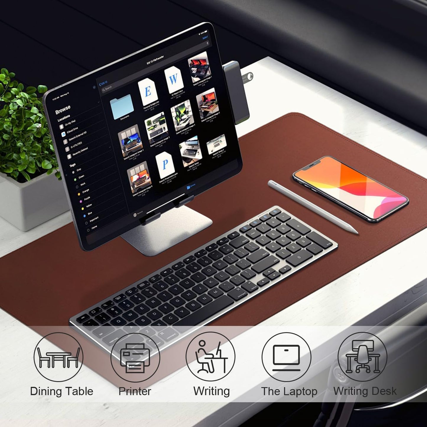 Large Desk Pad 47.2" x 17", Leather Desk Mat Protector, Non-Slip PU Leather Desk Blotter Pad, Large Mouse Keyboard Mat, Waterproof Desk Cover Pad for Office & Home(Seal Brown)