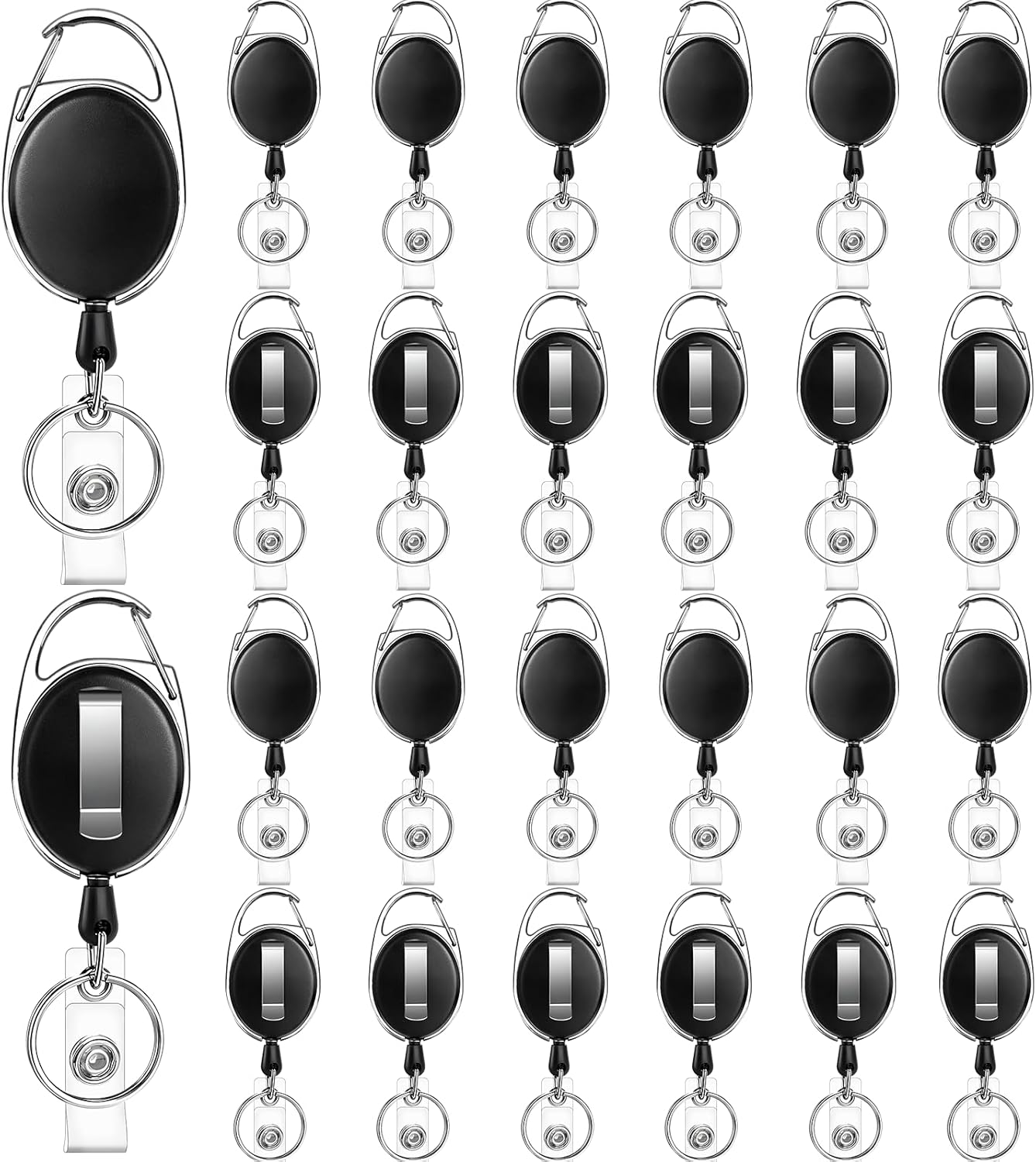 24 Pcs Badge Reel, ID Badge Holder Retractable Clip, Retractable Keychain Badge Reel，Badge Clip, Retractable Lanyard for Wear Keys, ID Card, Name Hold