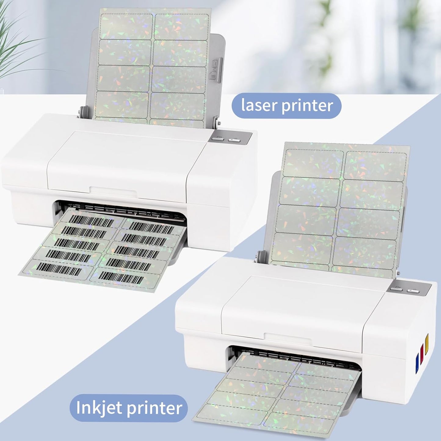 STARLIBOO Transparent Stickers Labels - 2" x 4" Clear Address Labels Mailing Stickers for Laser/Inkjet Printer 8.5"×11"- 200 Labels (Clear Holographic)