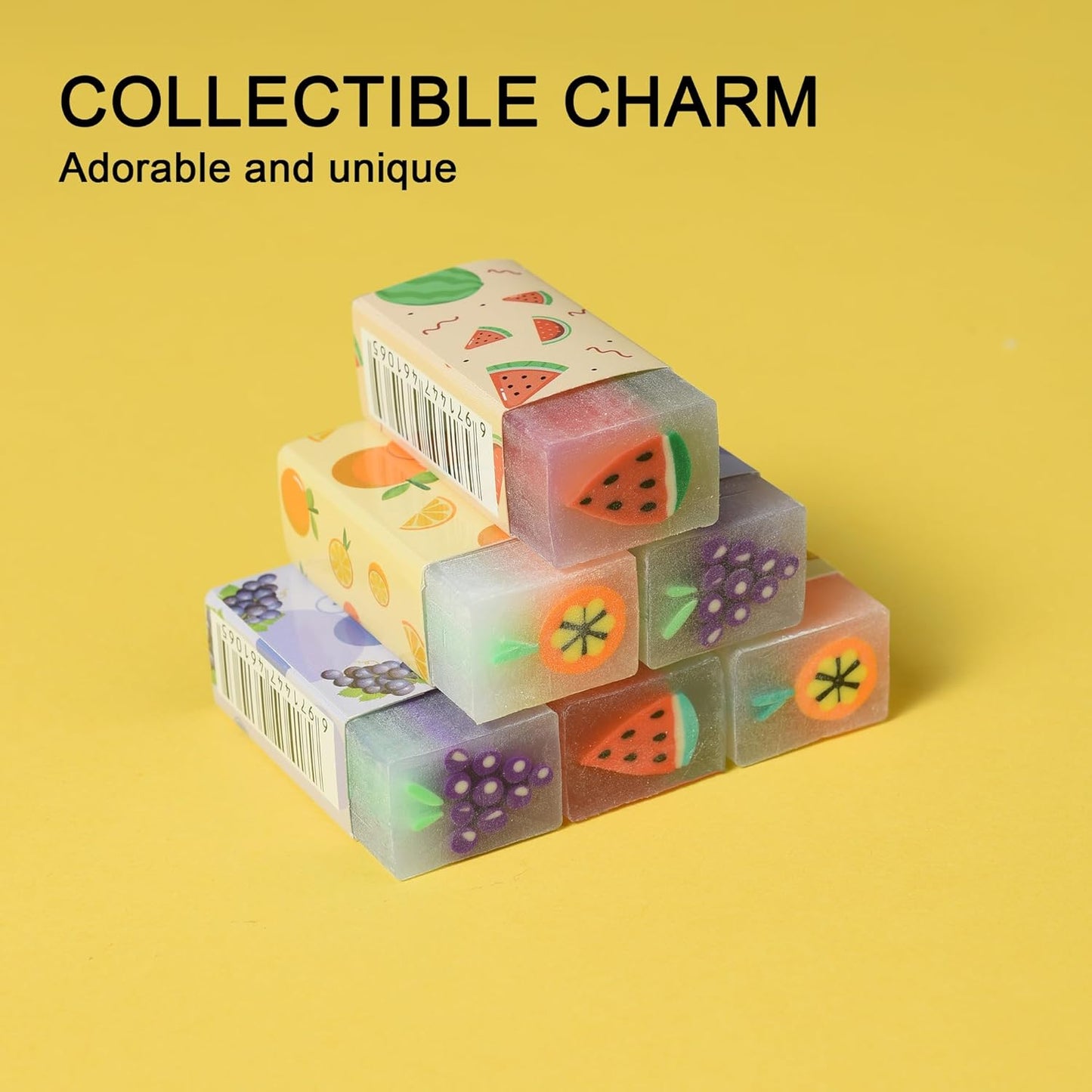 18Pcs Cute Fruit Erasers for Kids Bulk, Kawaii Fun Pencil Jelly Erasers for School Classroom Supplies Prize Gifts Party Favors