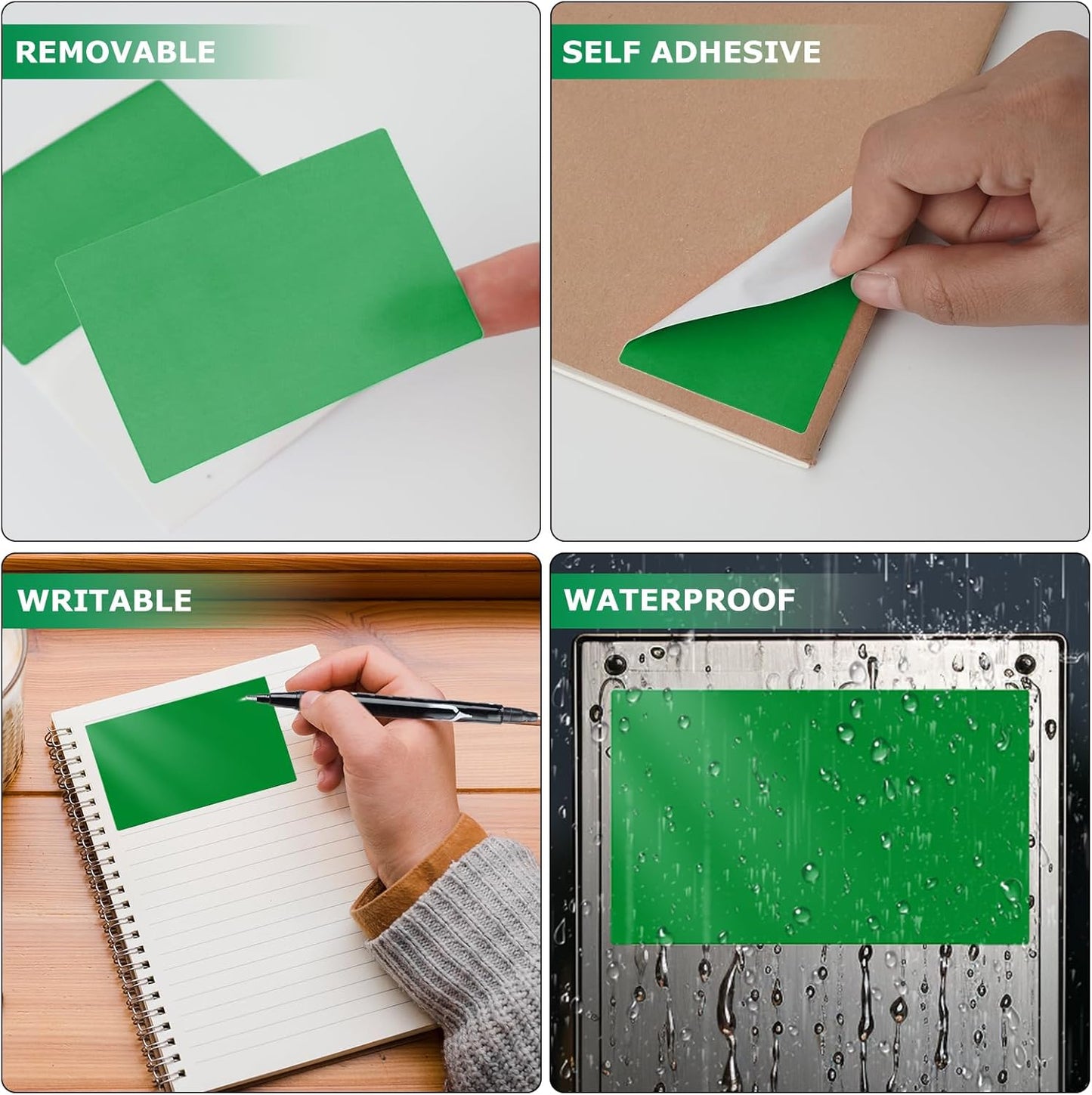 Green Color Coding Labels 3 × 2 Inches Self-Adhesive Rectangle Stickers Waterproof Name Tags for Office School Home 40 PCS