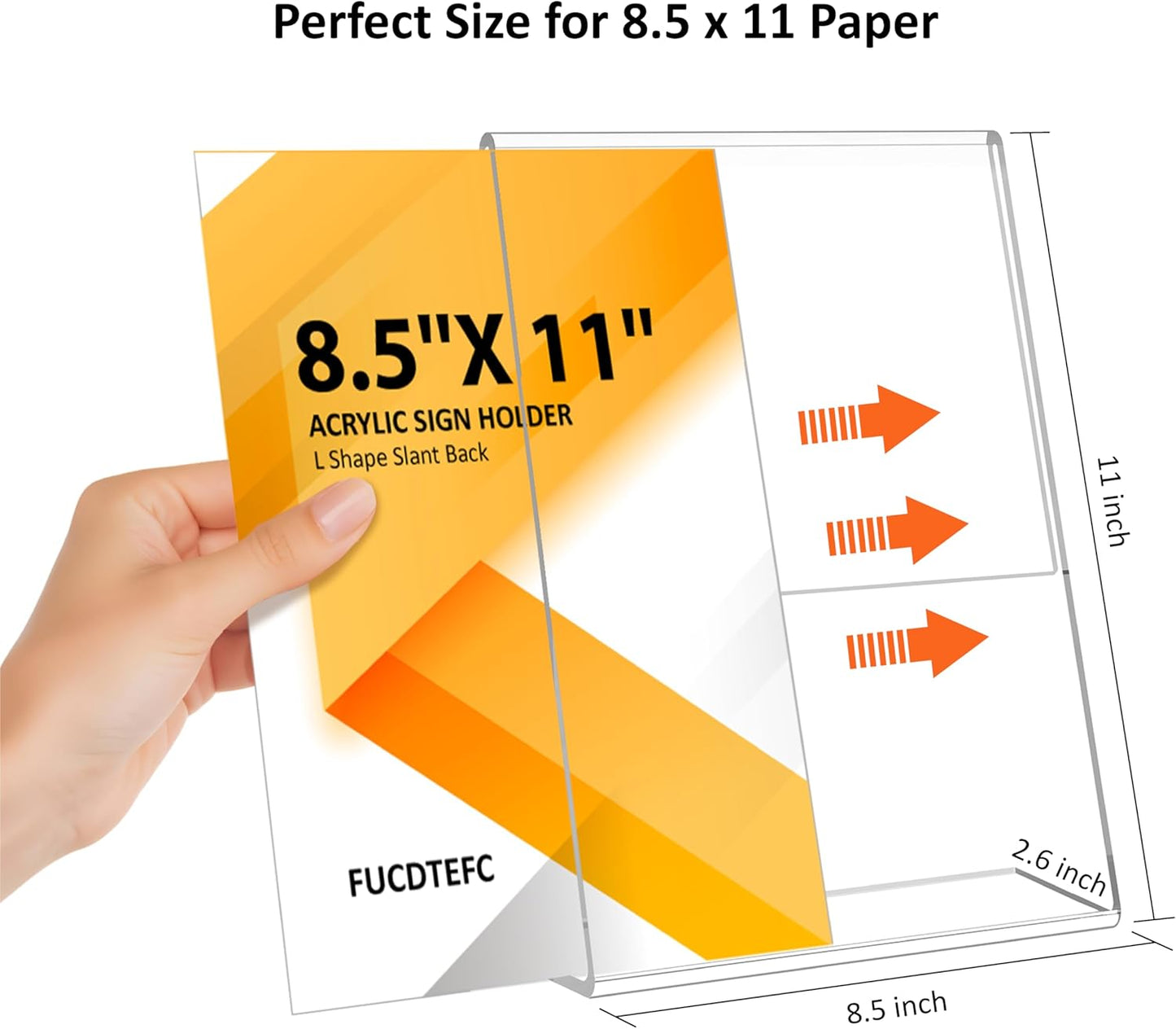 Acrylic Sign Holder 8.5x11 Inches 5 Pack, L Shape Clear Plastic Display Stand, Table Sign Holder Menu Flyer Paper Sign Holders 8.5x11 for Restaurants, School, Office, Store