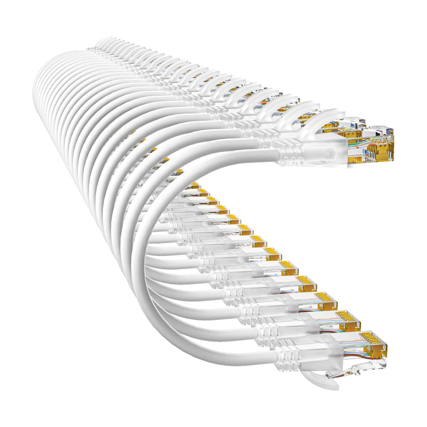 Cat6a Patch Cables 3ft (24 Pack) Slim, Cat6 Ethernet Patch Cable Pure Copper, Flexible Cat 6 Patch Cable 550MHZ 10G, Space-Saving Cat 6A Network Cables for Patch Panel, White