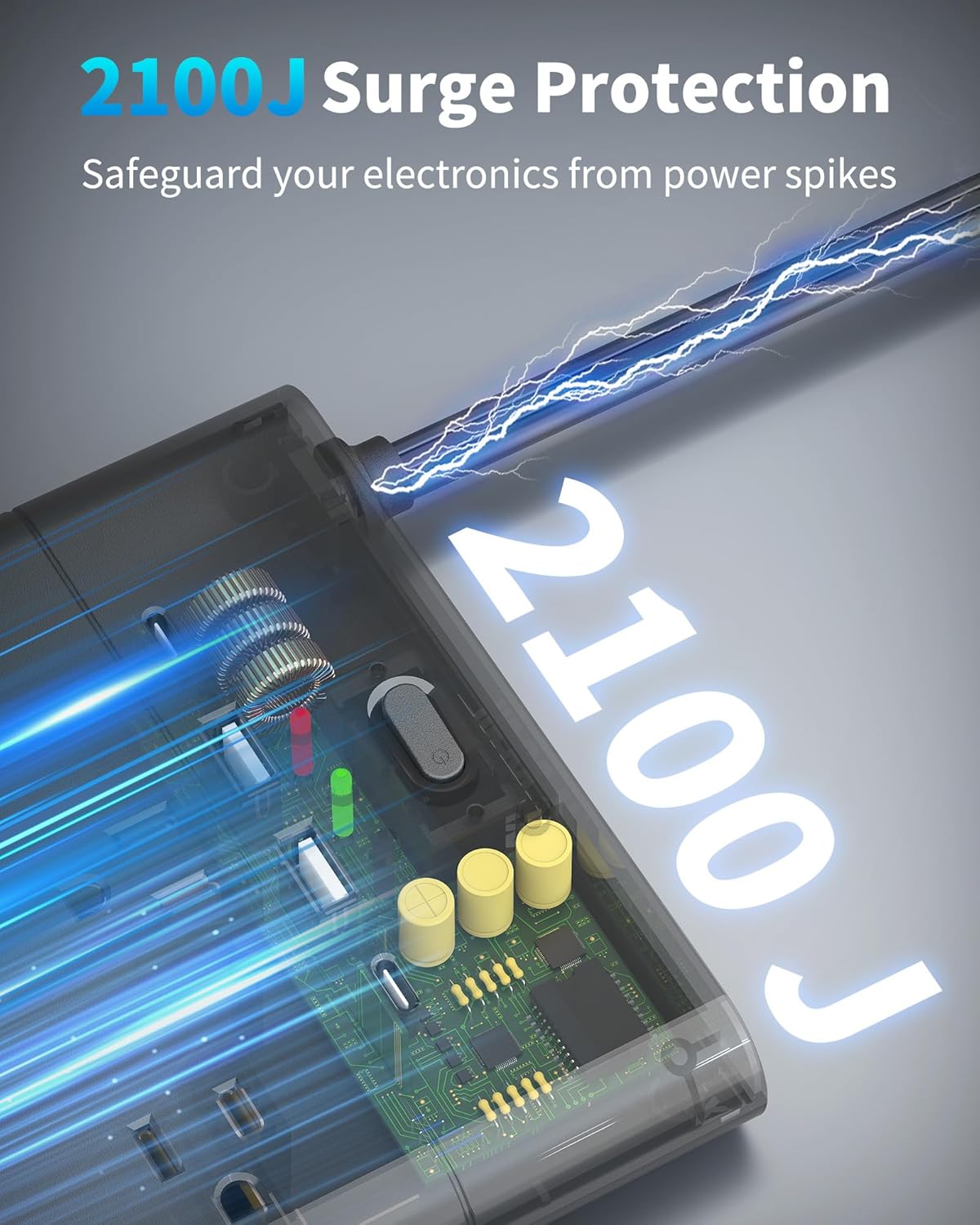 Surge Protector Power Strip with 19 Outlets and 4 USB Ports, HOPOW 15 Ft Flat Plug Heavy Duty Extension Cord, 1875W, 2100J Surge Protection, Wall Mount for Home, Office, Gaming Room, Dorm, Black