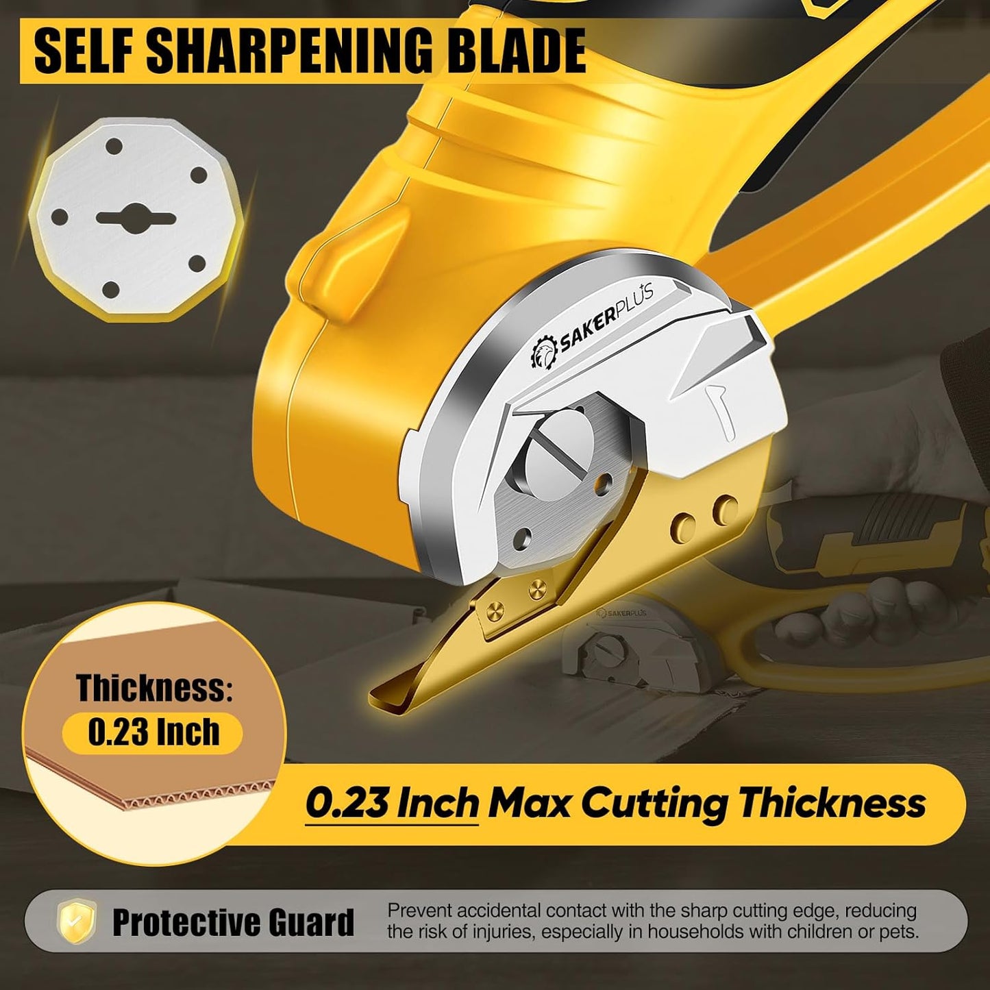 Cordless Electric Scissors, 4V Cardboard Cutter, Box Cutter - 2 Blades, 1 Storage Bag, Safety Lock & LED Light, Rechargeable Power Rotary Cutter for Box Carpet Fabric Plastic Leather