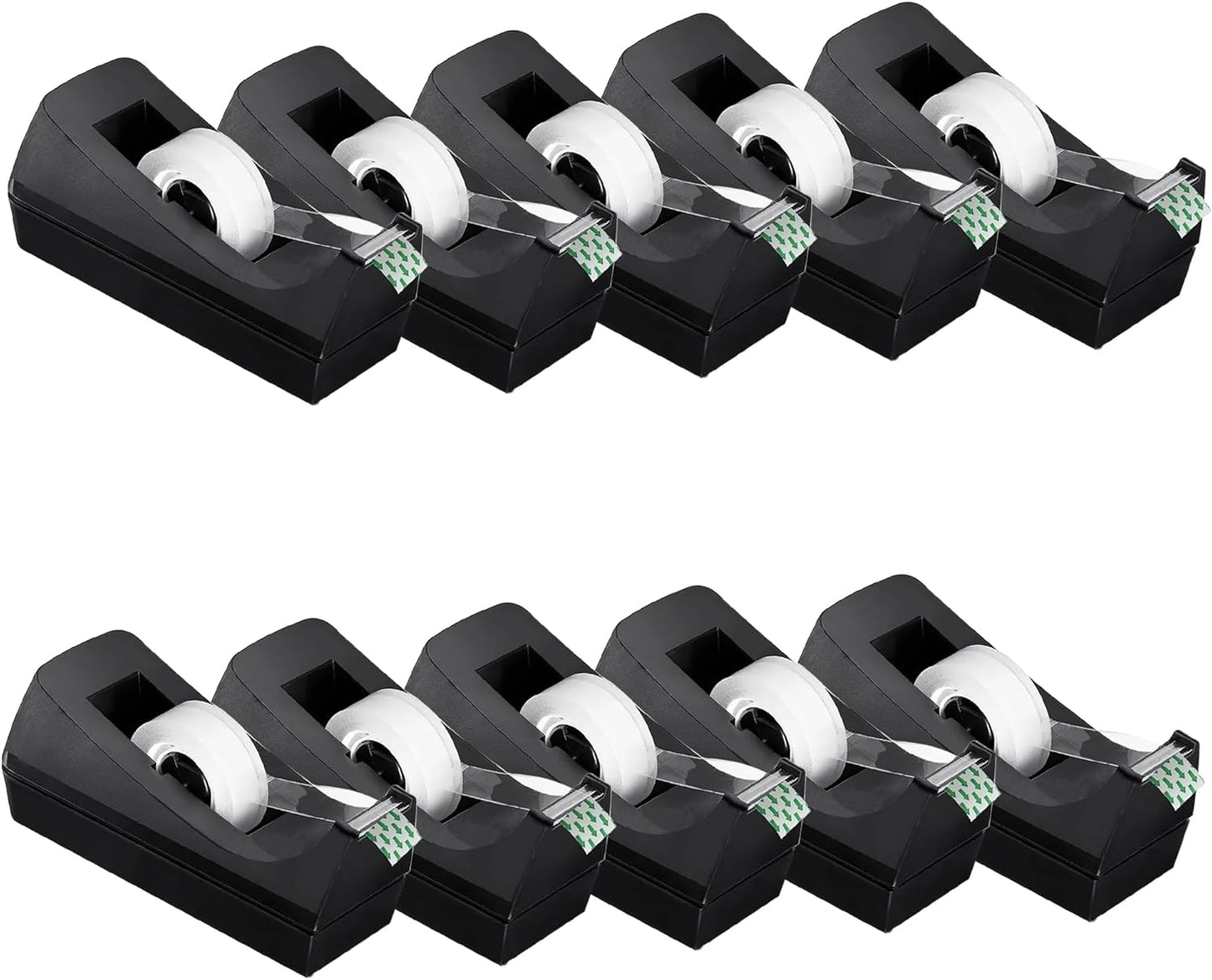 Transparent Tape with Dispenser 10 Pack Tape Dispensers Desk unweighted Non Skid Base Desktop Dispenser Bulk for Office Home School
