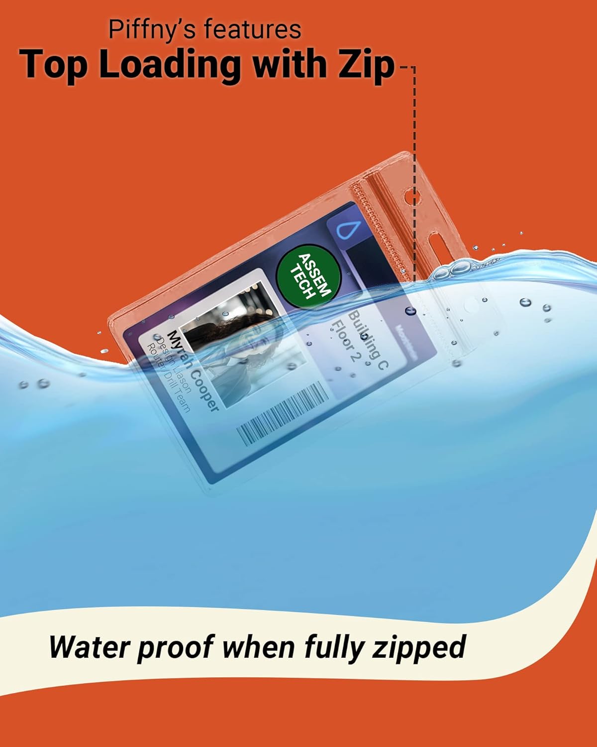 Clear ID Holder for Lanyard - ID Card Holder Waterproof (Inches, 2.25 x 3.5 Vertical 12 Pack)