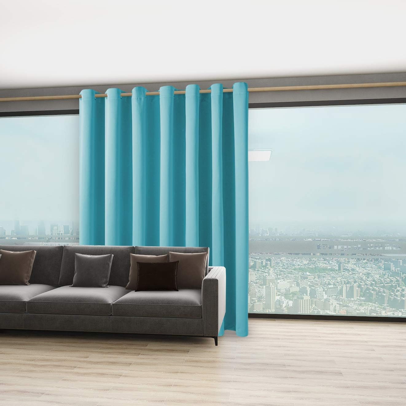 BONZER Room Divider Curtain Total Privacy Wall Noise Reducing Wide Blackout Curtains for Bedroom Living Room, 84L x 108W Inch (7L x 9W ft), 1 Panel, Teal