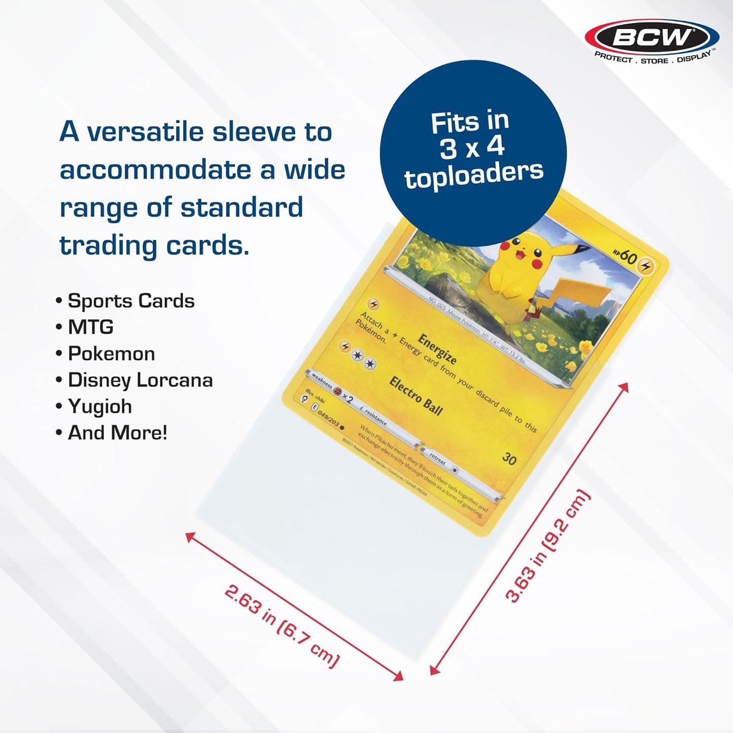 BCW Standard Card Sleeves - Penny Sleeves 2 5/8 x 3 5/8 | 1000 Clear Trading Card Sleeves | Card Protector Sleeves for Baseball, Sports & Trading Cards | 10 Packs of 100 Each