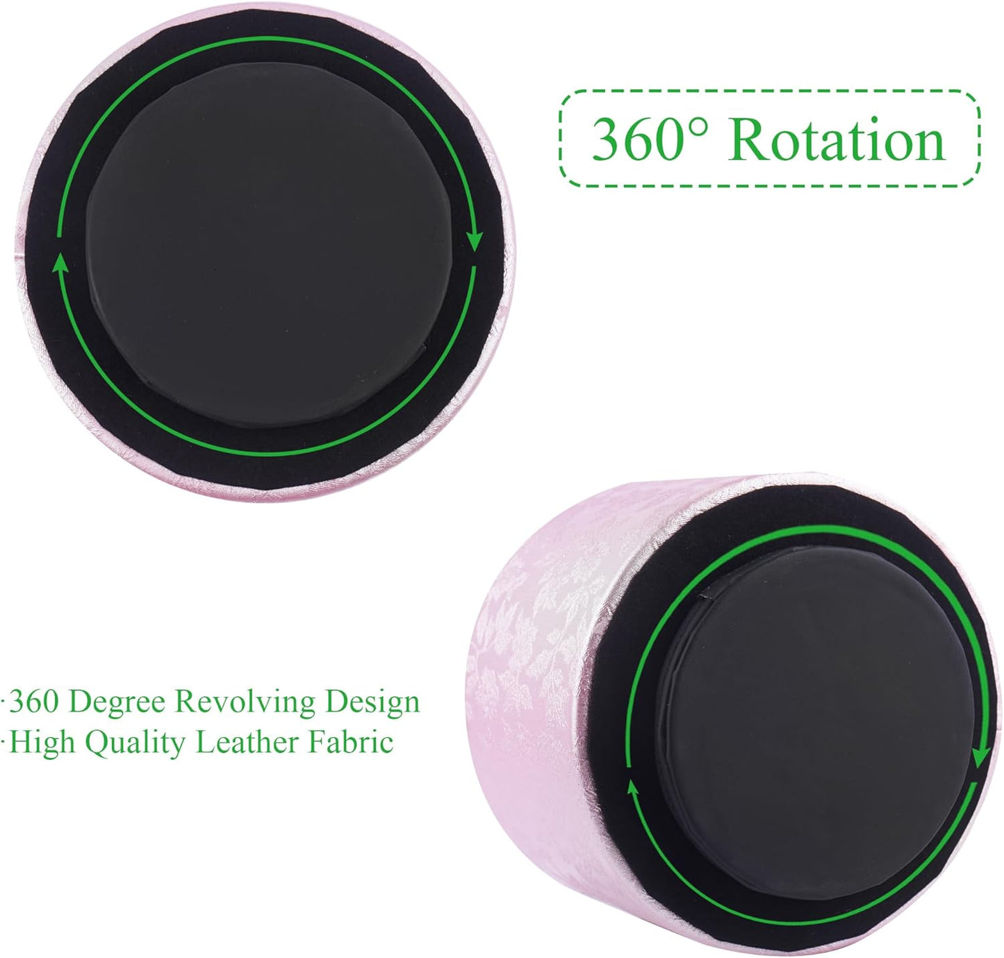 lizimandu Round Leather Art Supply Organizer,Remote Control Holder,360 Degree Spinning,Multi-Functional Pencil Holder,4 Compartments Desktop Stationary Organizer(1-Liuli Pink)