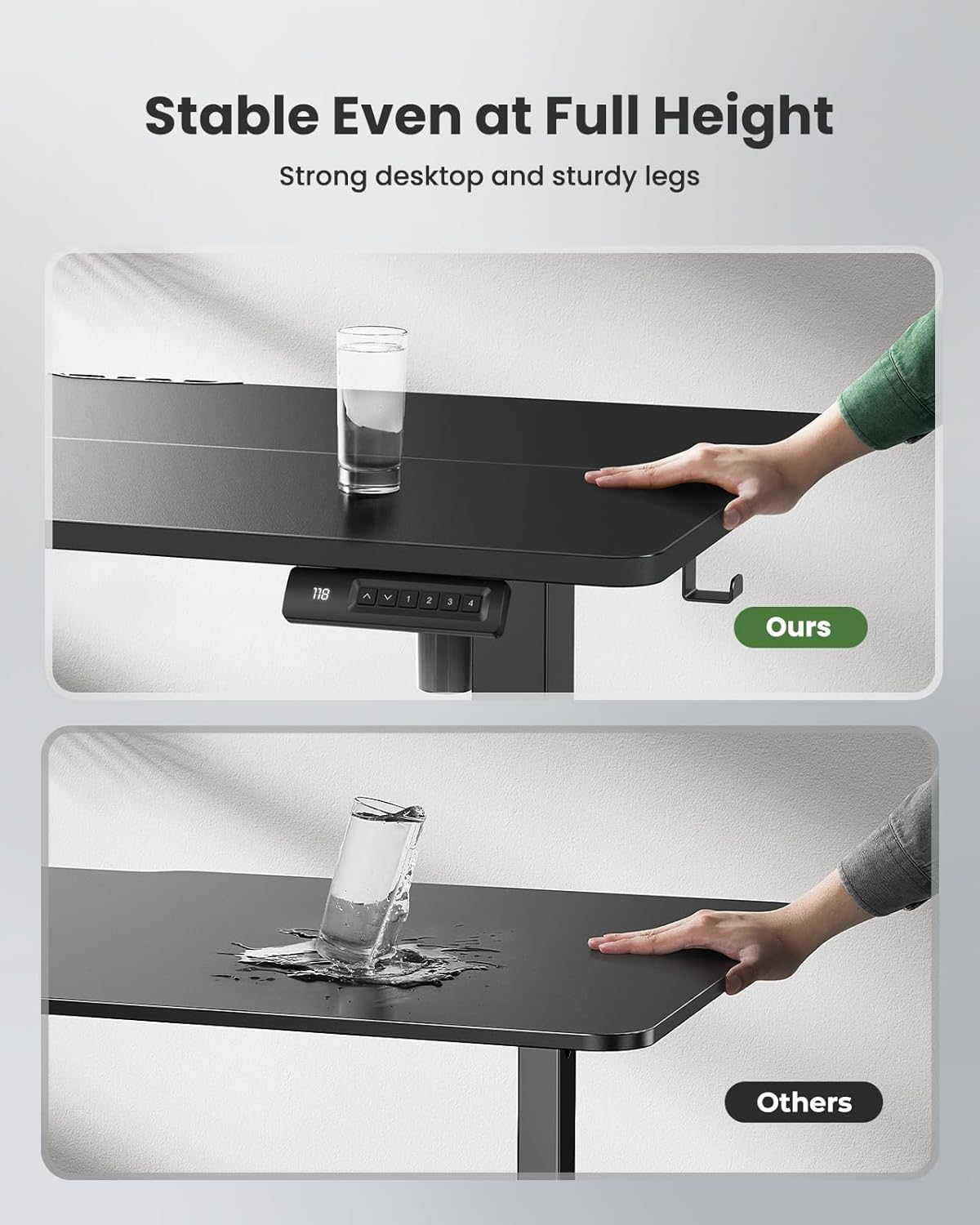 Marsail Electric Standing Desk,Adjustable Height Stand up Desk, 40 x 24 Inch Home Office Furniture Computer Desk, 4 Memory Preset with Headphone Hook, Cable Organizer, Black