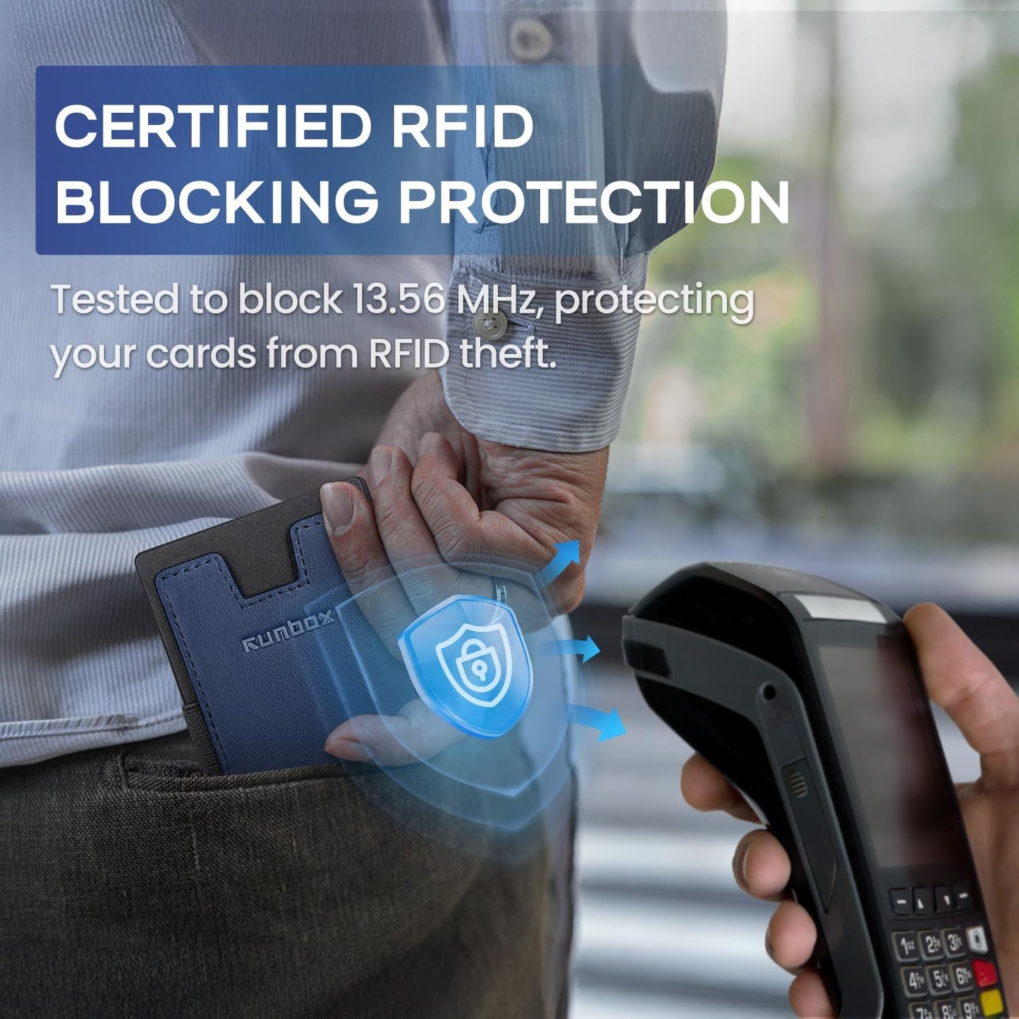 Slim Card Holder Wallet for Men, Minimalist RFID Blocking Wallet with Pop Up Function, Ultra-Thin Design, Metal Business Card Cases holds 12+ Cards, Gifts for Men, Men's Accessories