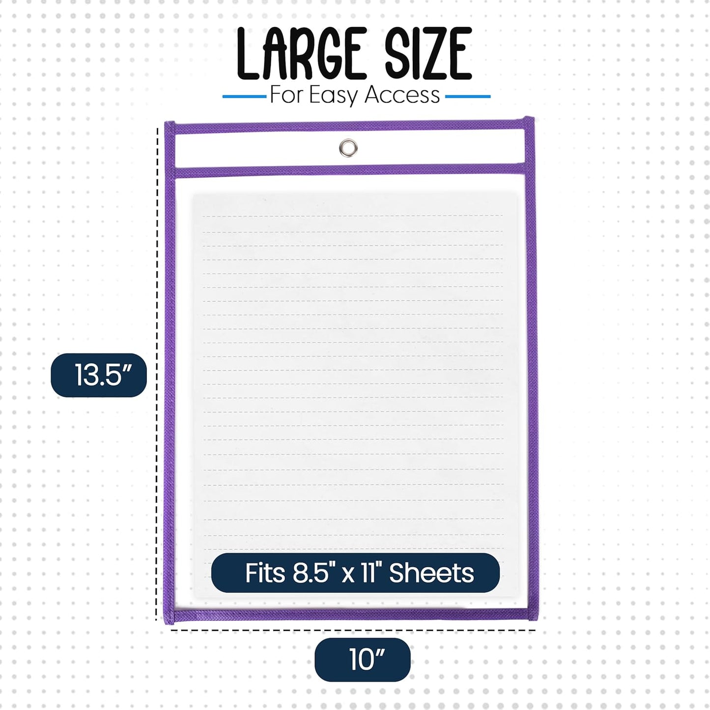 Essex Wares - 5 Pack, Purple, Job Ticket Holders, 10" Wide x 13.5" Tall - Clear Plastic Shop Ticket Holders - Easy to Use, Reusable & Easy Erase Plastic Invoice Holders, Water-Resistant & Durable